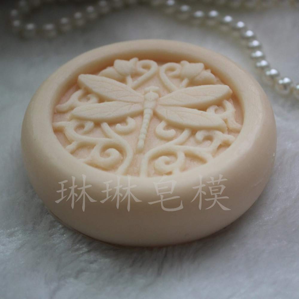 Premium Round Dragonfly Silicone Soap Molds - 6 Pack Reusable DIY Soap Making Kit for Handmade Soaps, Candles, Plaster & Resin Crafts - Perfect for Bath Bombs, Wedding Favors & Home Decor Gifts