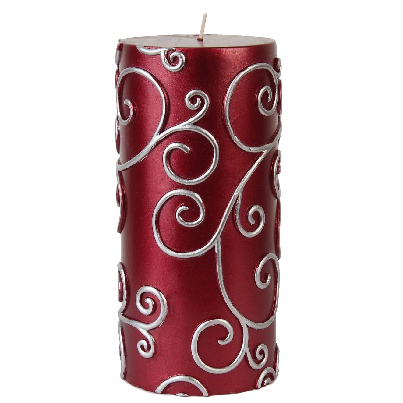 Jeco 3x6 Inch Purple Scroll Pillar Candles (Pack of 12) - 3