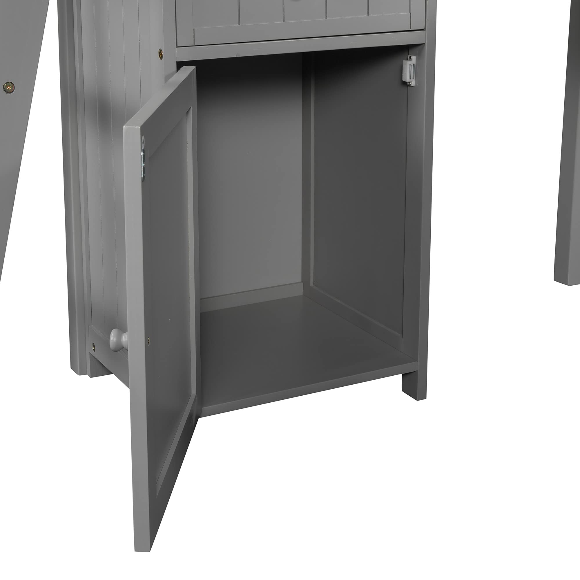 **Twin Size Loft Bed with Desk & Storage - Wooden Loft Bed with Drawers, Cabinet & Shelves for Kids, Teens & Adults - Perfect for Dorms, Small Bedrooms & Apartments (Gray, Twin)**