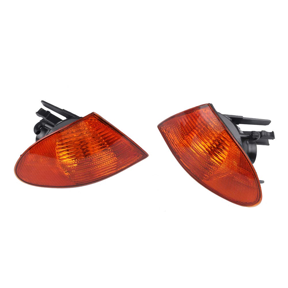 BMW 3 Series E46 (1999-2001) Sedan Front Parking Signal Indicator Corner Marker Light Lamps - Amber Pair (Part #63136902766, 63136902765) - Perfect for Night Driving & Enhanced Vehicle Visibility