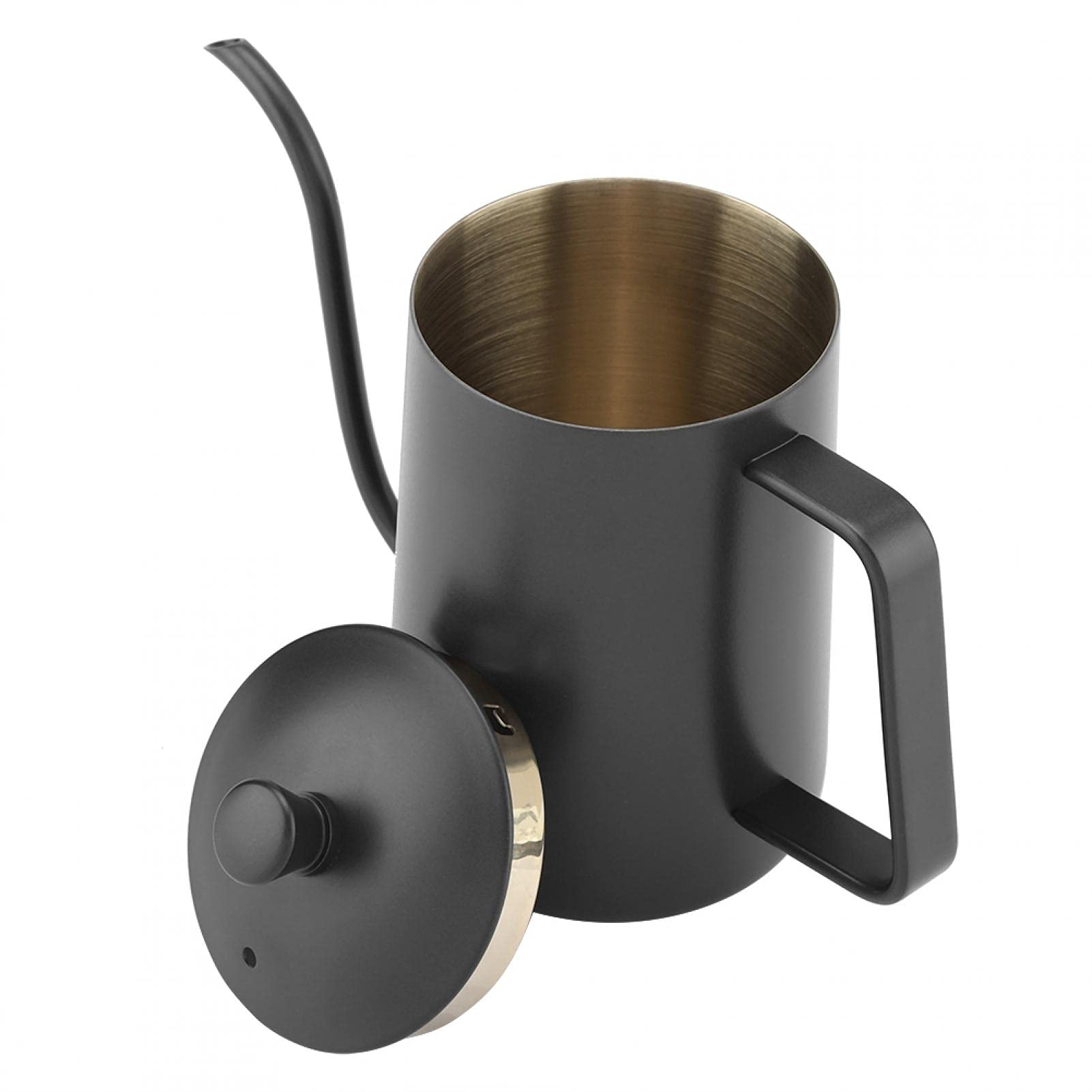 Premium 600ml Stainless Steel Gooseneck Coffee Kettle with Built-in Thermometer - Perfect for Pour Over Coffee, Tea Brewing & Home Kitchen Use (Black) - Ideal for Baristas, Coffee Enthusiasts & Home Brewing