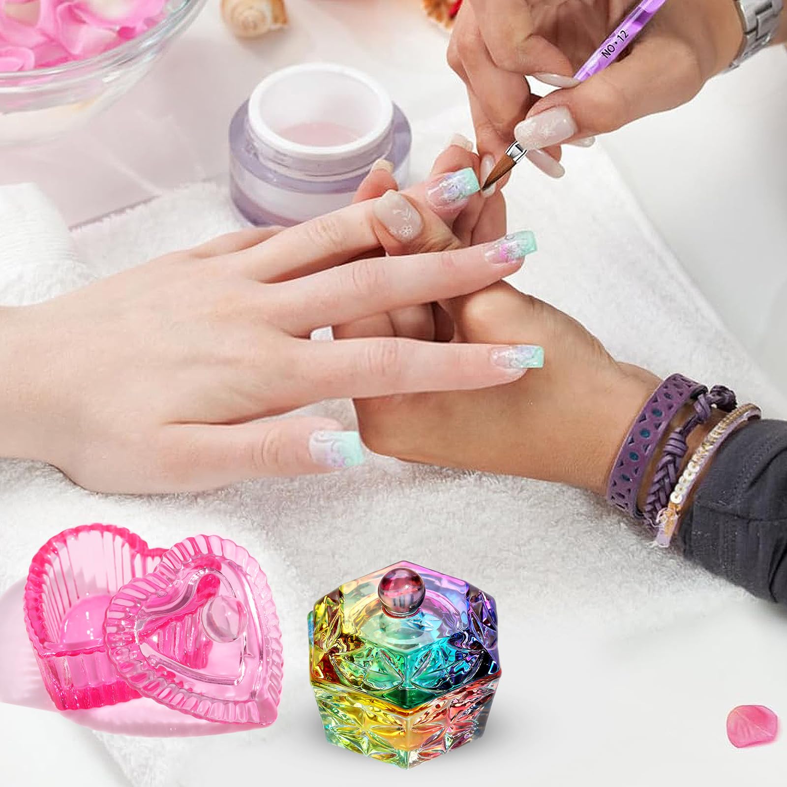Acrylic Nail Art Dappen Dish - Crystal Bowl for Nail Liquids & Polish Storage