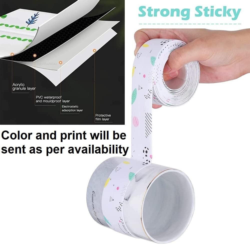 RAVIRANDAL Oil Proof PVC Self-Adhesive Caulking Tape - Waterproof Seal Strip for Kitchen Sink, Bathroom, Shower & Bathtub (1pc, Multicolor) - Perfect for Home Renovation & Water Leak Prevention