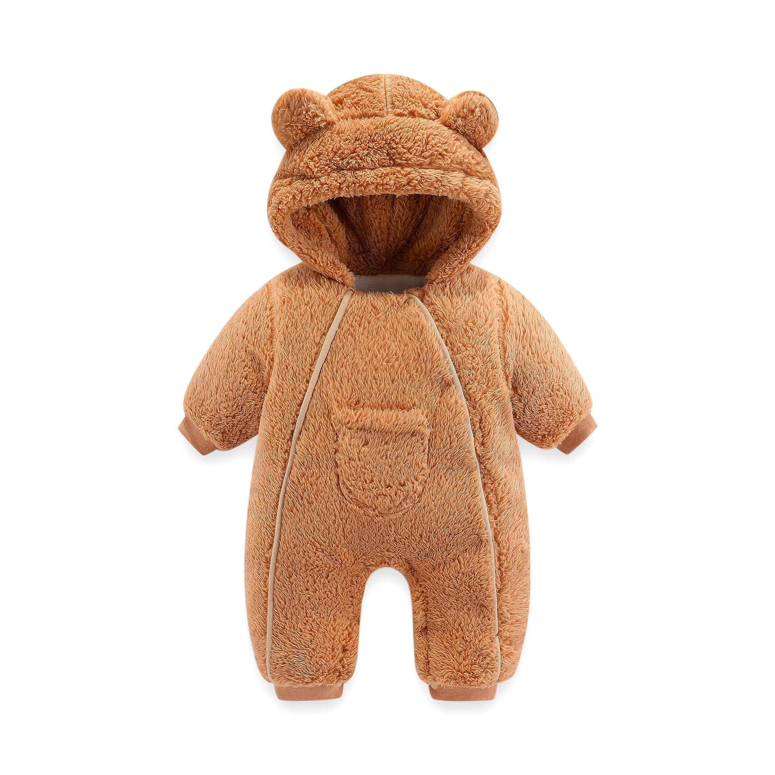 AIWMGL Baby Snowsuit Fleece Jumpsuit - Warm Winter Clothes for Newborns & Toddlers (Girls & Boys) | Thick Hooded Bear Onesie Outfit for Cold Weather Playdates & Outdoor Adventures