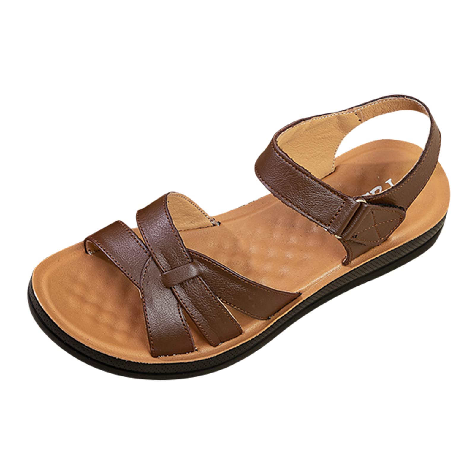 Women's Flat Sandals - Soft Leather Leaf Pattern Cutout Open Toe Sandals with Comfortable Sole | Casual Summer Shoes for Beach, Vacation & Everyday Wear