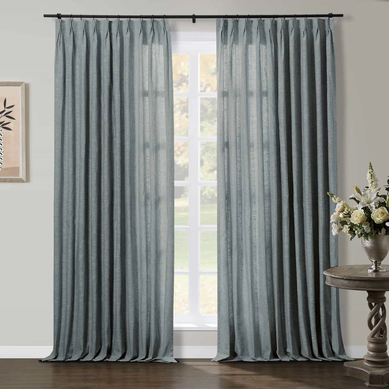 Luxury Linen Cotton Pleated Curtains - Blackout Drapes for Living Room & Bedroom - Elegant Home Decor Window Treatments
