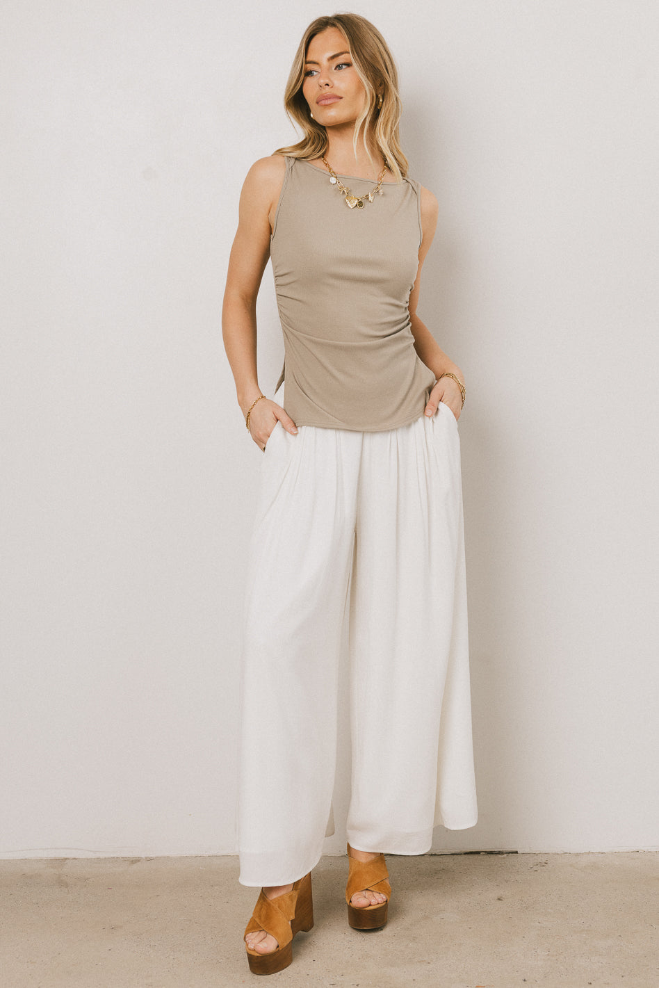 Kiaan Women's Baggy Pants - Soft Cotton Loose Fit High Waisted Trousers in White | Casual Wear, Lounge Pants, Street Style Outfits