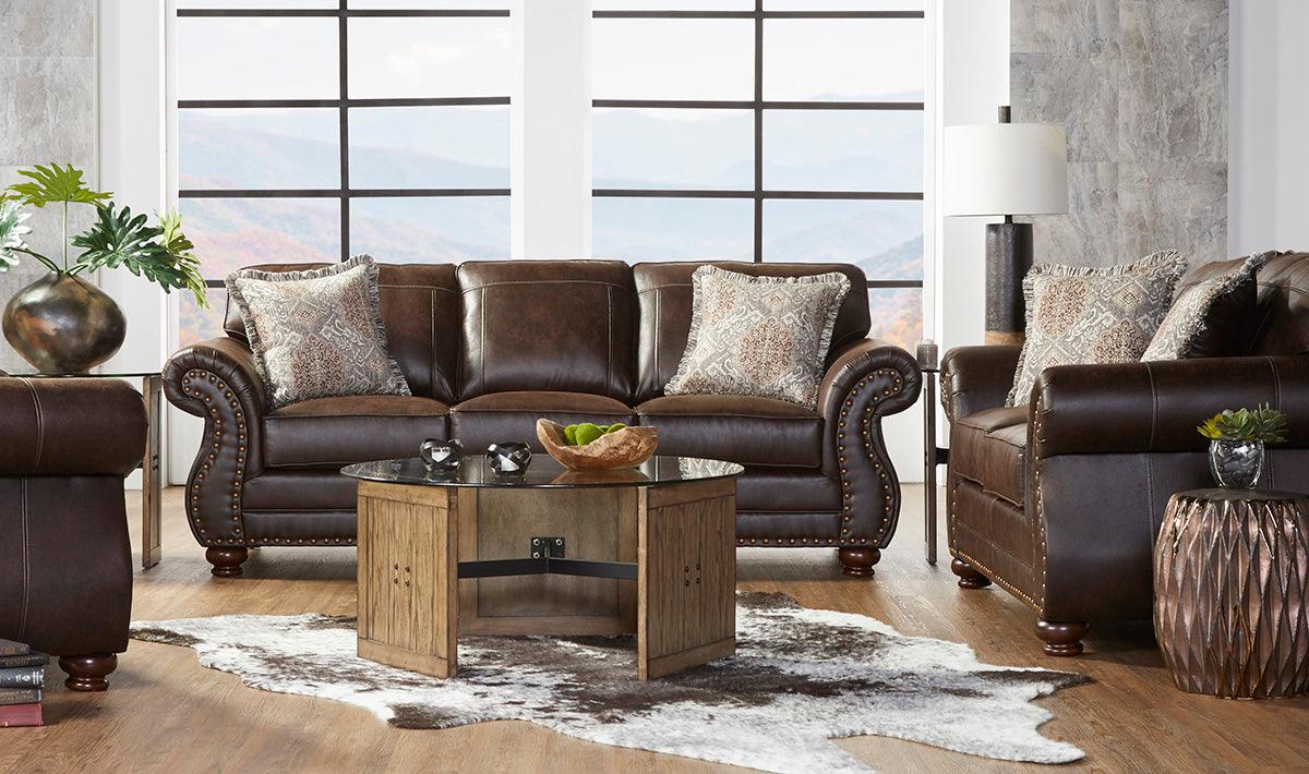 Premium Ridgeline Brownie Sofa & Loveseat Set 17400 - Modern 2-Piece Living Room Furniture for Cozy Home Decor & Family Gatherings