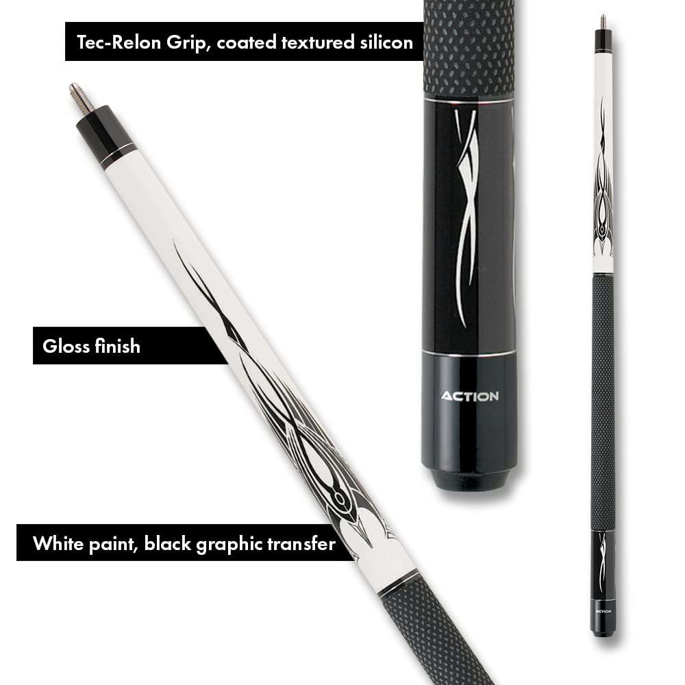 Professional Black & White Billiards Pool Cue Stick - Premium White Tip with Black Shaft for Enhanced Control | Perfect for Home Game Rooms, Bars, and Professional Tournaments