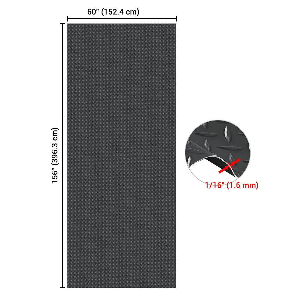 5x13ft Garage Flooring Mat - Diamond Pattern Vinyl Roll for Workshop, Garage & Basement Floor Protection - Durable, Easy to Clean & Slip-Resistant