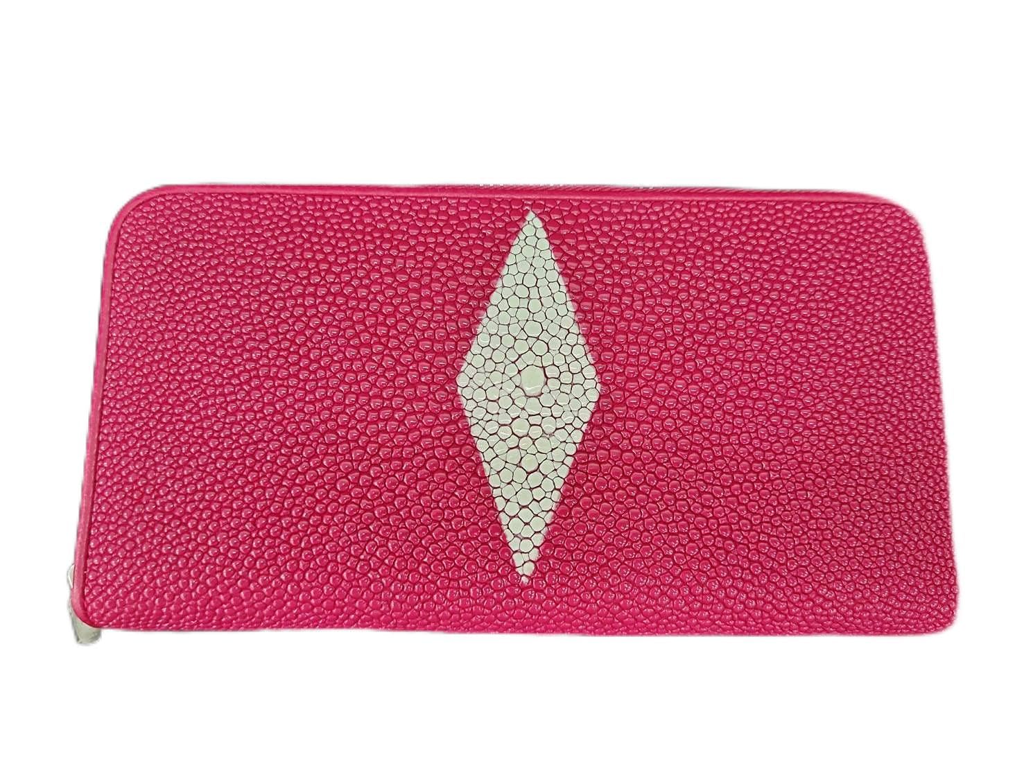 Pink Stingray Leather Zip Wallet for Women | Genuine Thailand Handmade | Perfect for Everyday Use, Travel & Gift Giving
