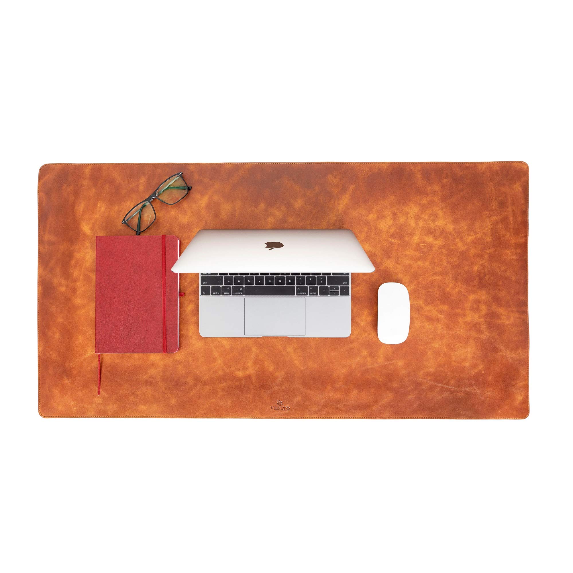 Venito Premium Leather Desk Pad 36x19 Inches - Large Office Mouse Pad for Computer, Laptop & Workspace - Home Office Accessories in Antique Brown - Perfect for Desk Organization & Ergonomic Comfort
