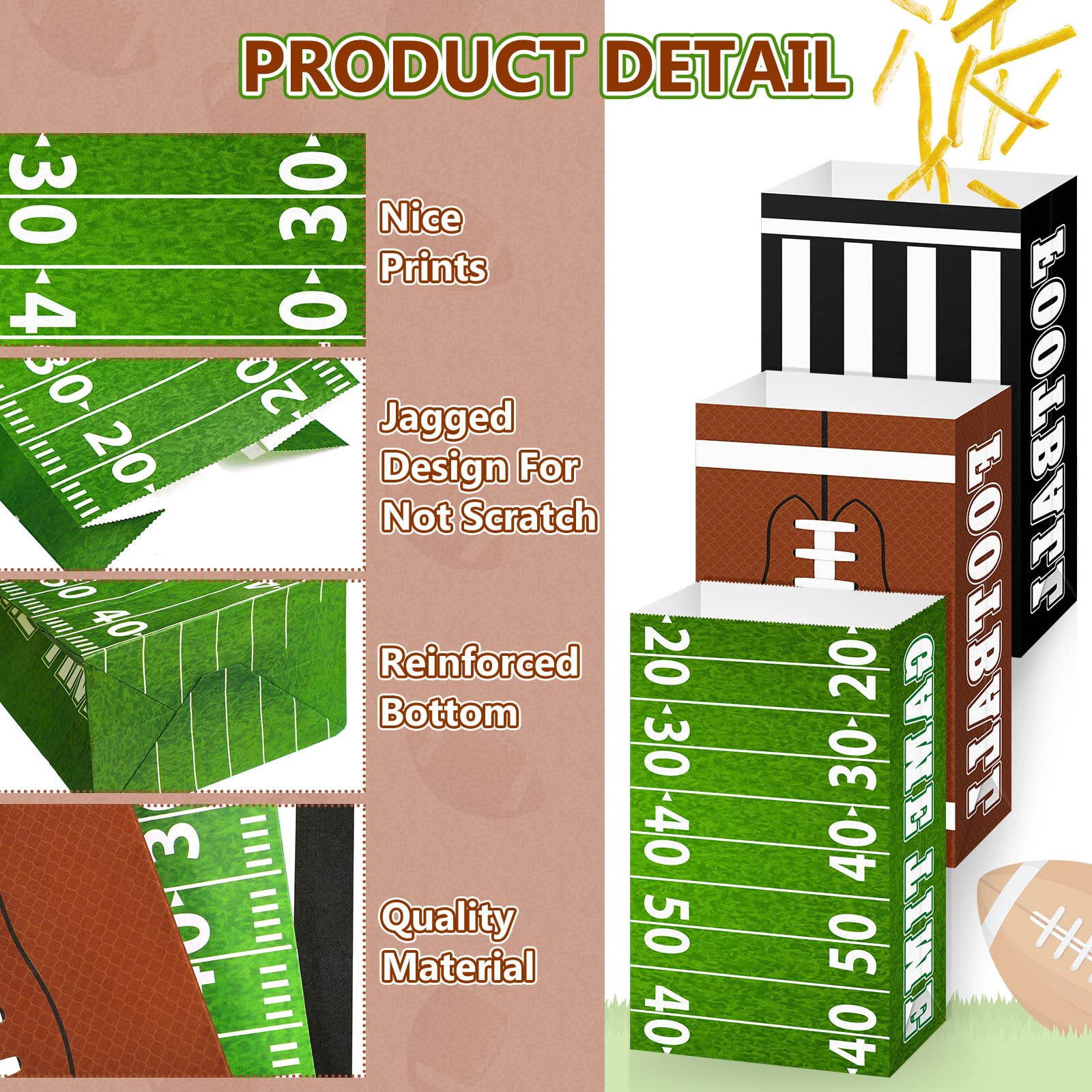 36 Pack Football Party Favor Bags - Themed Paper Gift Treat Candy Bags for Game Day Decorations, Tailgating & Birthday Party Supplies - Perfect for Super Bowl, Sports Themed Events & Kids Birthday Parties