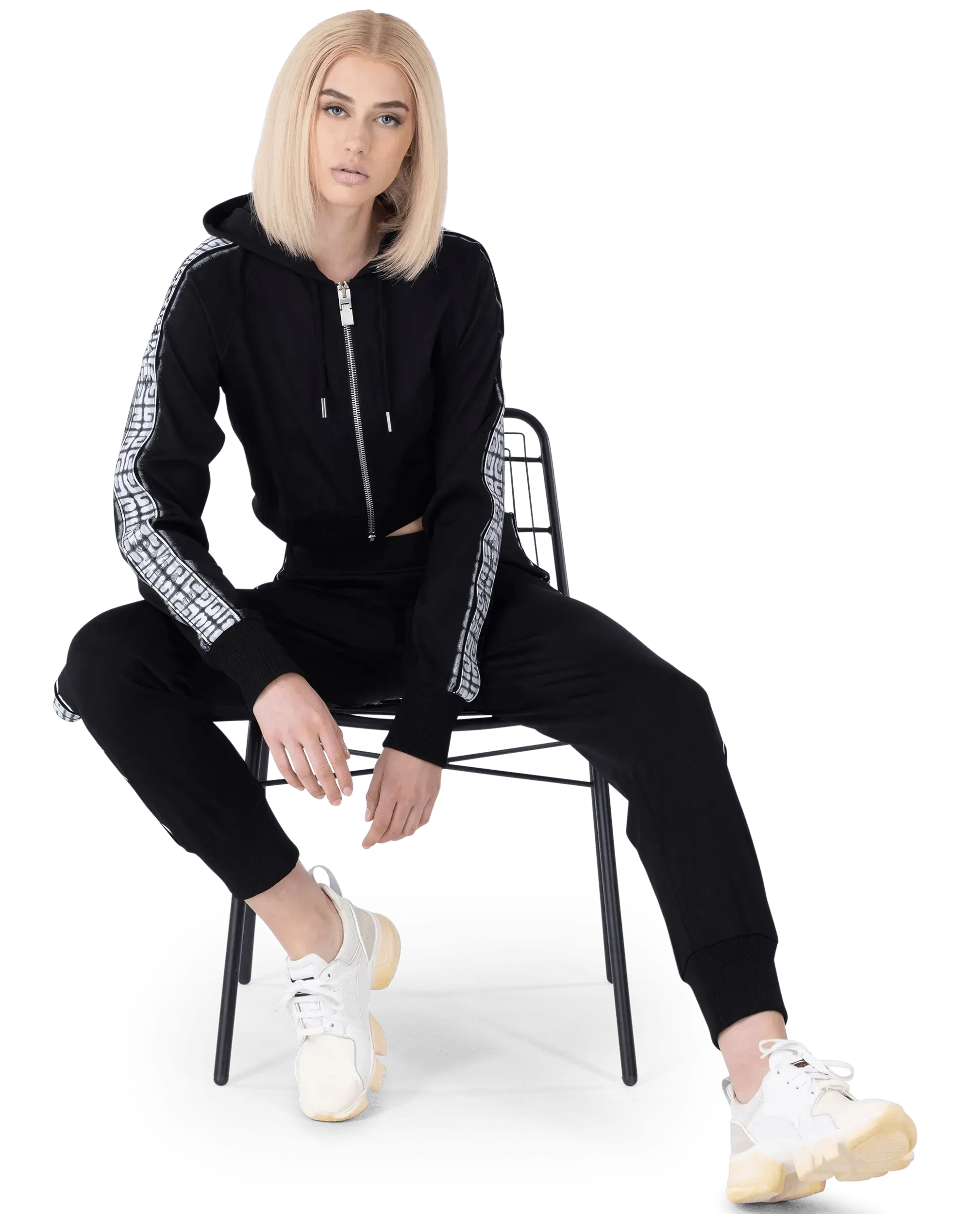 Custom Logo Embroidered Cropped Zip Up Hoodie for Women - Trendy Streetwear Fashion for Casual Outings & Gym Wear
