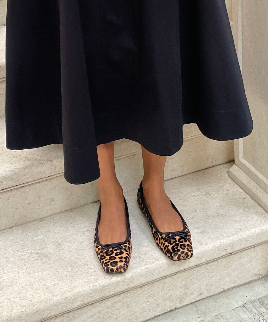 ANISA Ballet Flats - DK Leopard Calf Hair Women's Shoes | Comfortable & Stylish for Work, Travel & Casual Wear