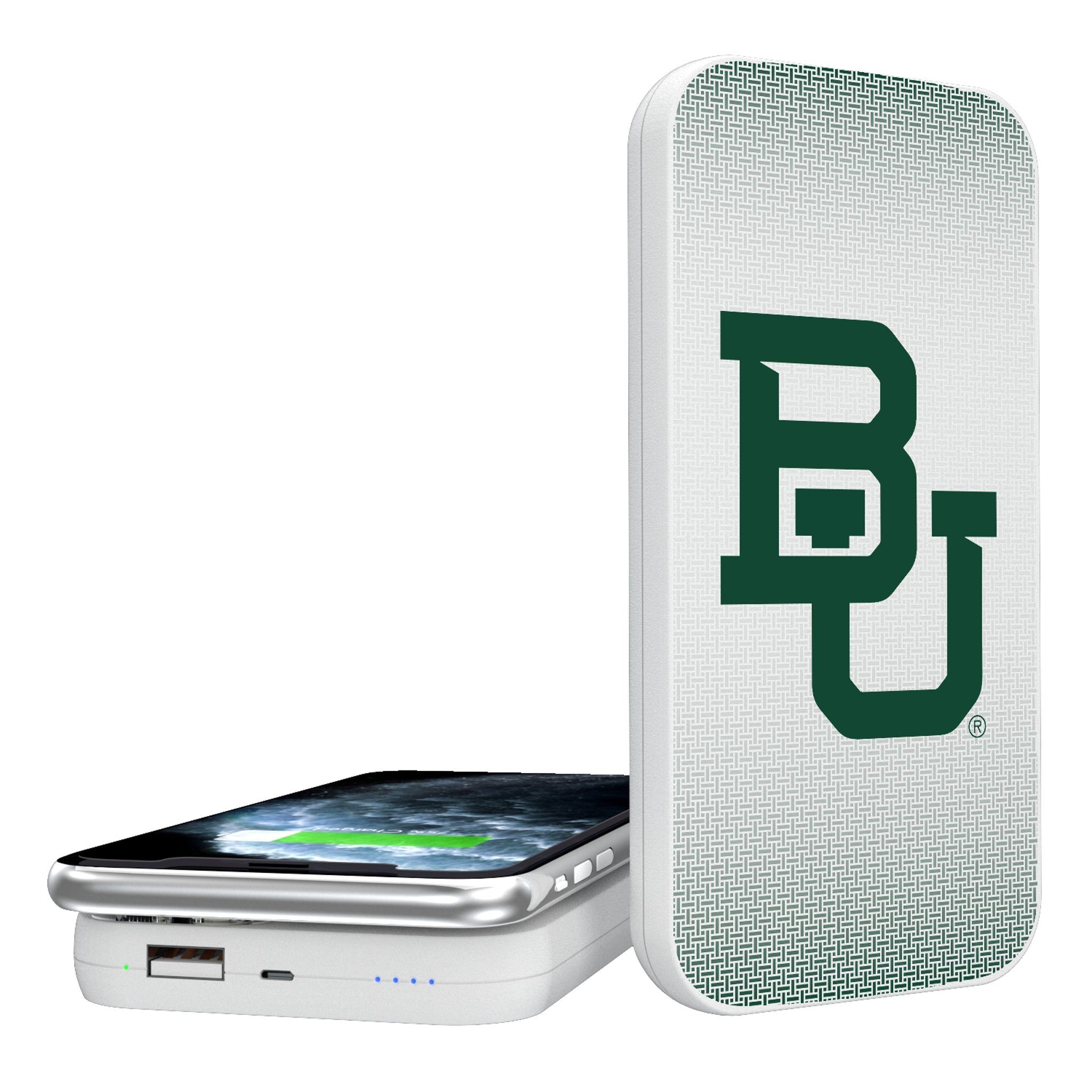 Baylor University Bears Themed 5000mAh Portable Wireless Charger Power Bank - Perfect for Travel, Office, and Game Day Accessories