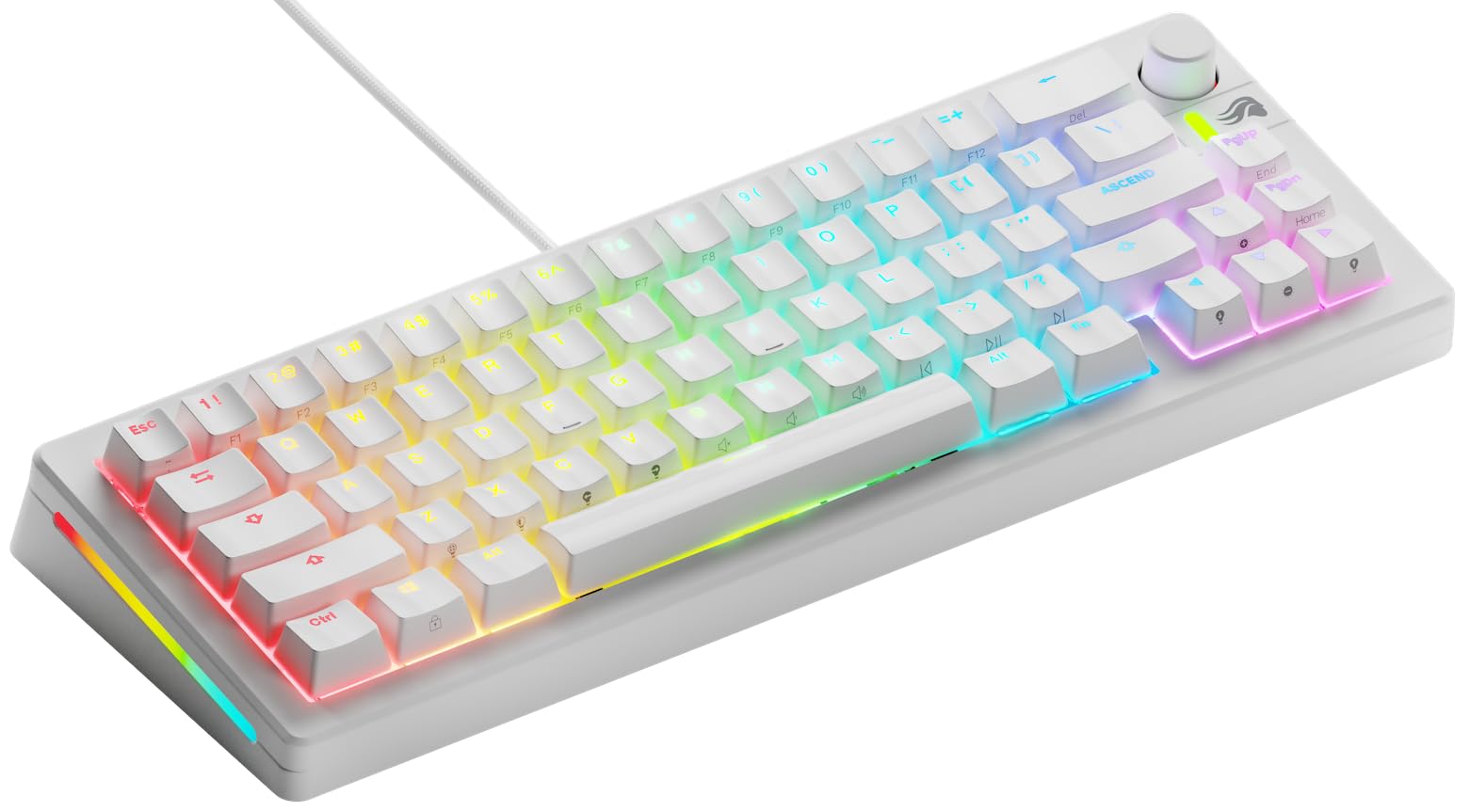 Glorious GMMK 3 Customizable 65% Compact Mechanical Gaming Keyboard - Hot Swappable 3/5 Pin Switches, Modular Gaskets, Doubleshot PBT Keycaps, Aluminum Plate - US QWERTY Layout (White) - Perfect for Esports, Streaming & Office Work