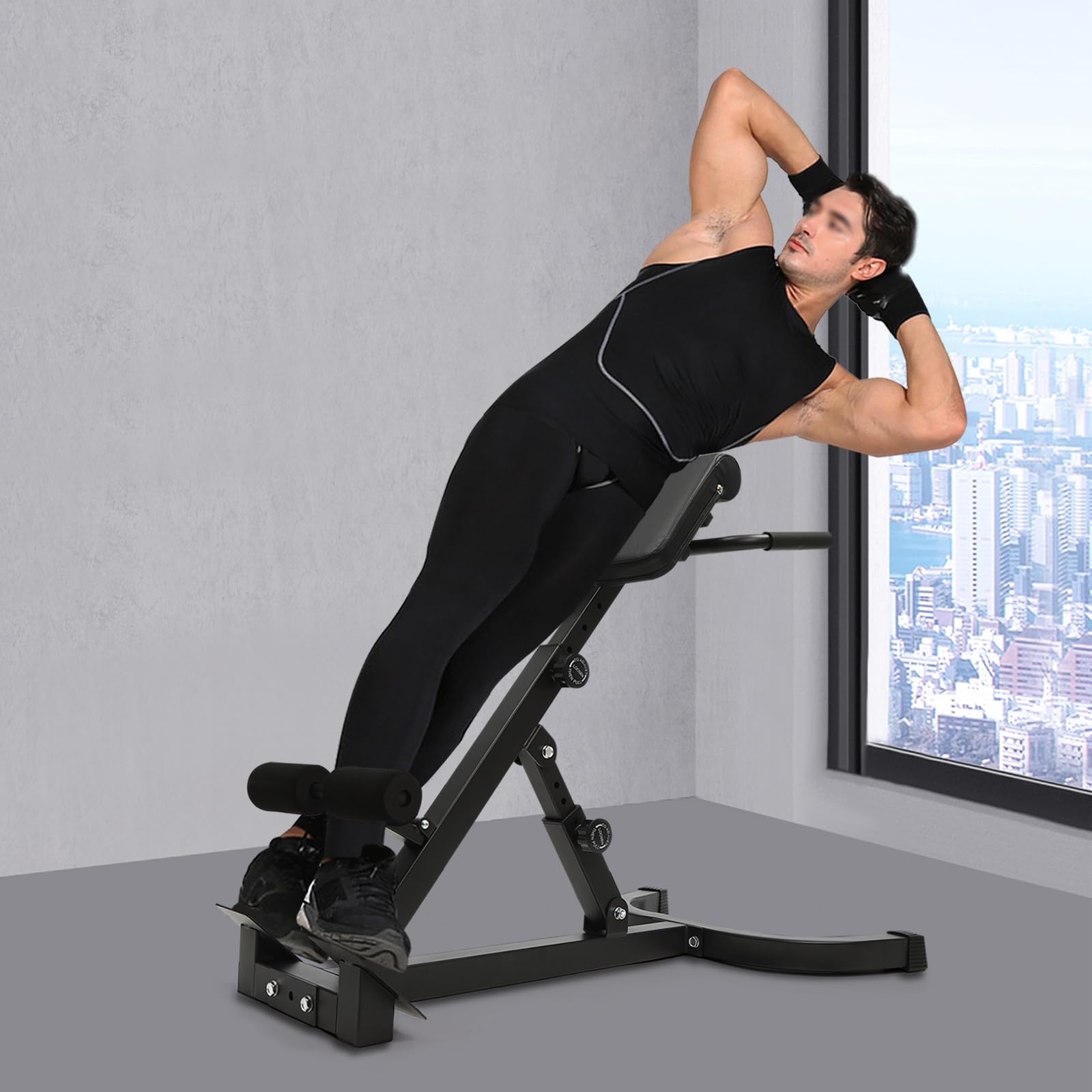 Adjustable Back Extension Roman Chair - Foldable Multi-Functional Ab & Core Strength Training Bench for Home Gym | Perfect for Back Pain Relief, Posture Correction & Full-Body Workouts