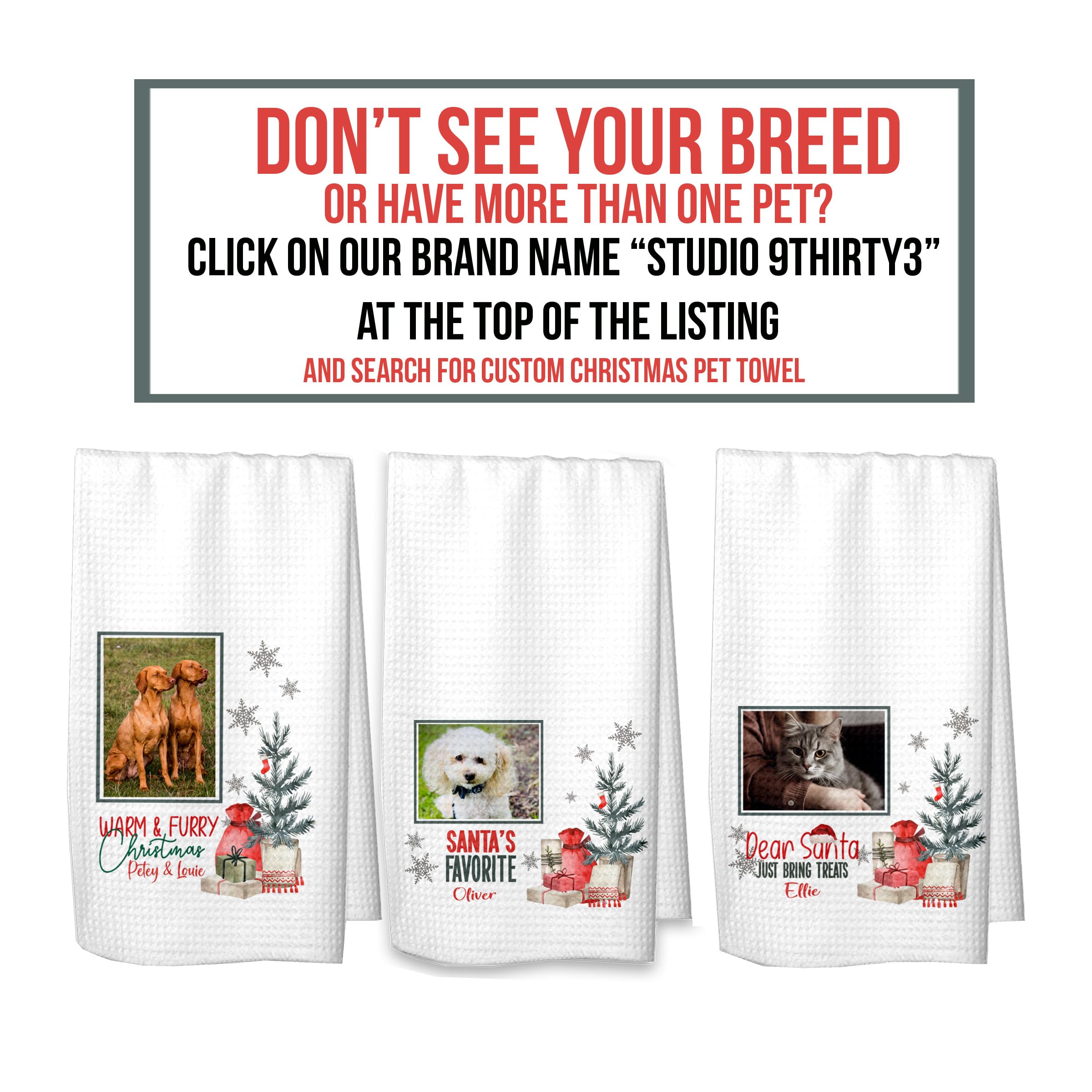 Personalized Beagle Christmas Dog on a Sled Kitchen Waffle Towel - Custom Dog Breed Gift for Dog Lovers, Housewarming, Hostess (White) - Perfect for Holiday Decor, Kitchen Use & Thoughtful Gifting