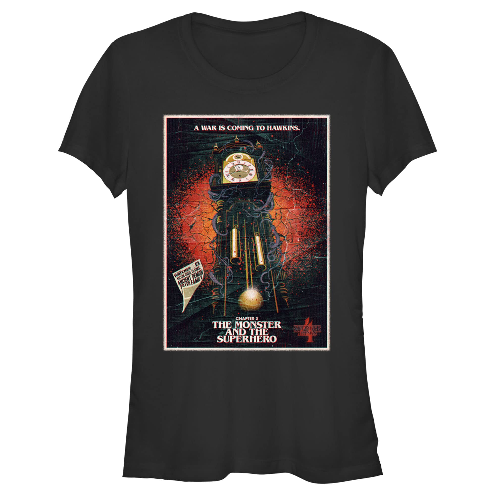 Stranger Things Retro Monster & Superhero Poster Graphic T-Shirt for Kids | Vintage 80s TV Show Merch | Perfect for Halloween, Cosplay & Fan Gifts