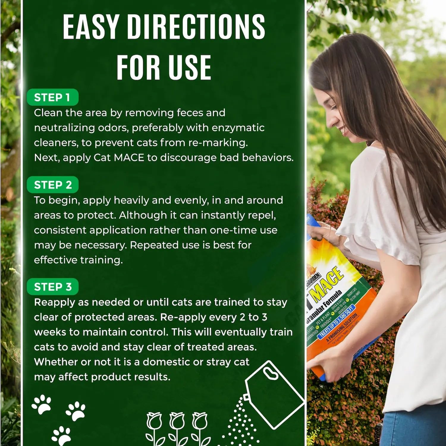 Cat MACE 6lb Granules - Effective Outdoor Cat Repellent for Yards, Gardens & Plants | No-Dig Deterrent & Training Tool | Safe for People, Pets & Landscaping | Perfect for Protecting Flower Beds, Lawns & Vegetable Gardens
