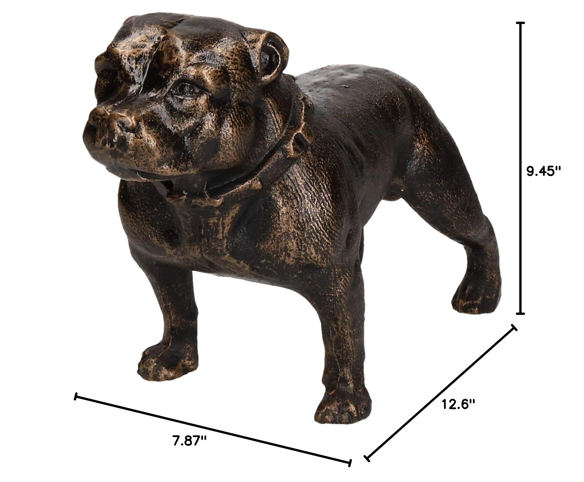 AB Tools Pit Bull Terrier Dog Cast Iron Statue - Heavy Duty Sculpture Trophy for Home Decor, Office Display, or Gift for Dog Lovers - Durable Staffy Ornament for Shelves, Desks, and Collections