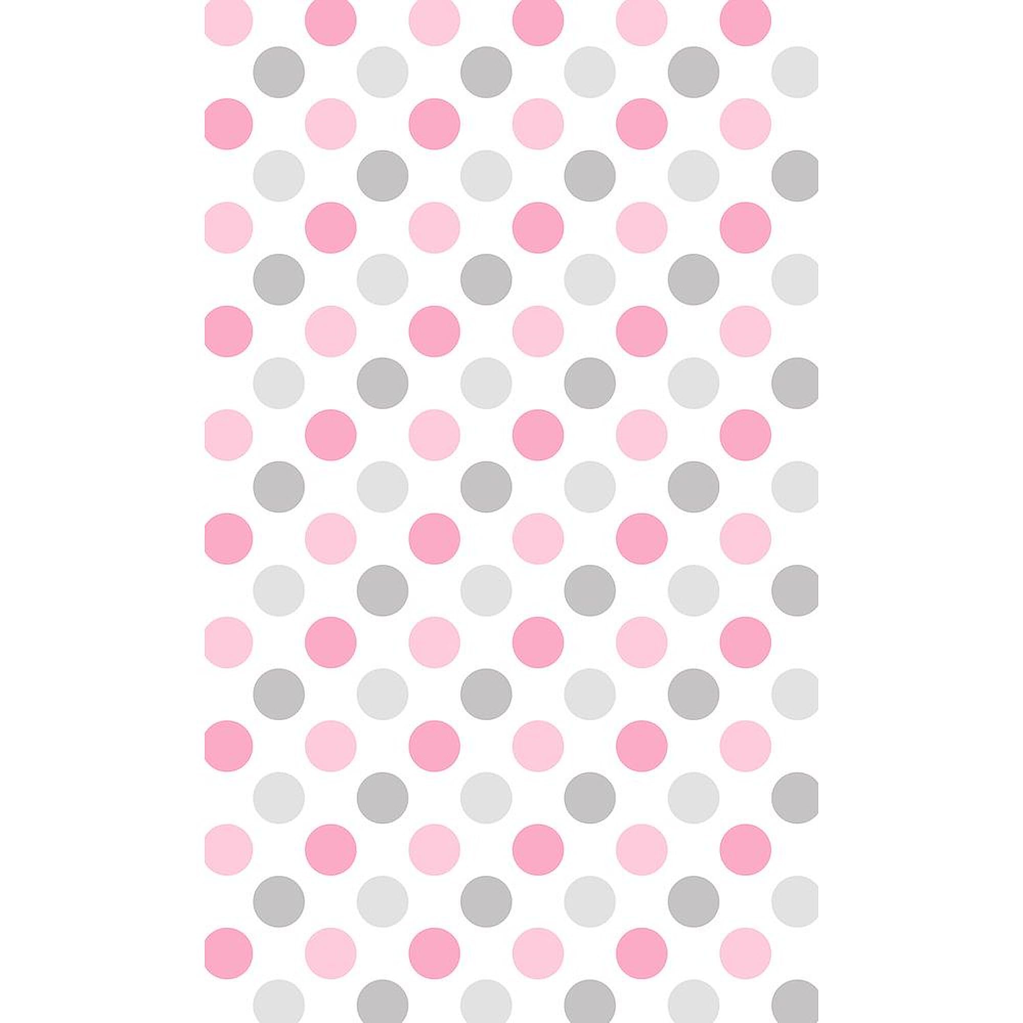 Stylish Pink & Gray Polka Dot Area Rug - Soft Fabric Throw Rug for Living Room, Bedroom, or Nursery Decor | Non-Slip Decorative Floor Mat