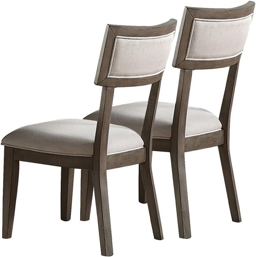 Modern Solid Wood & Veneer Dining Chairs Set of 2 - Cream Upholstered Seat & Back - Perfect for Kitchen, Dining Room, and Breakfast Nook