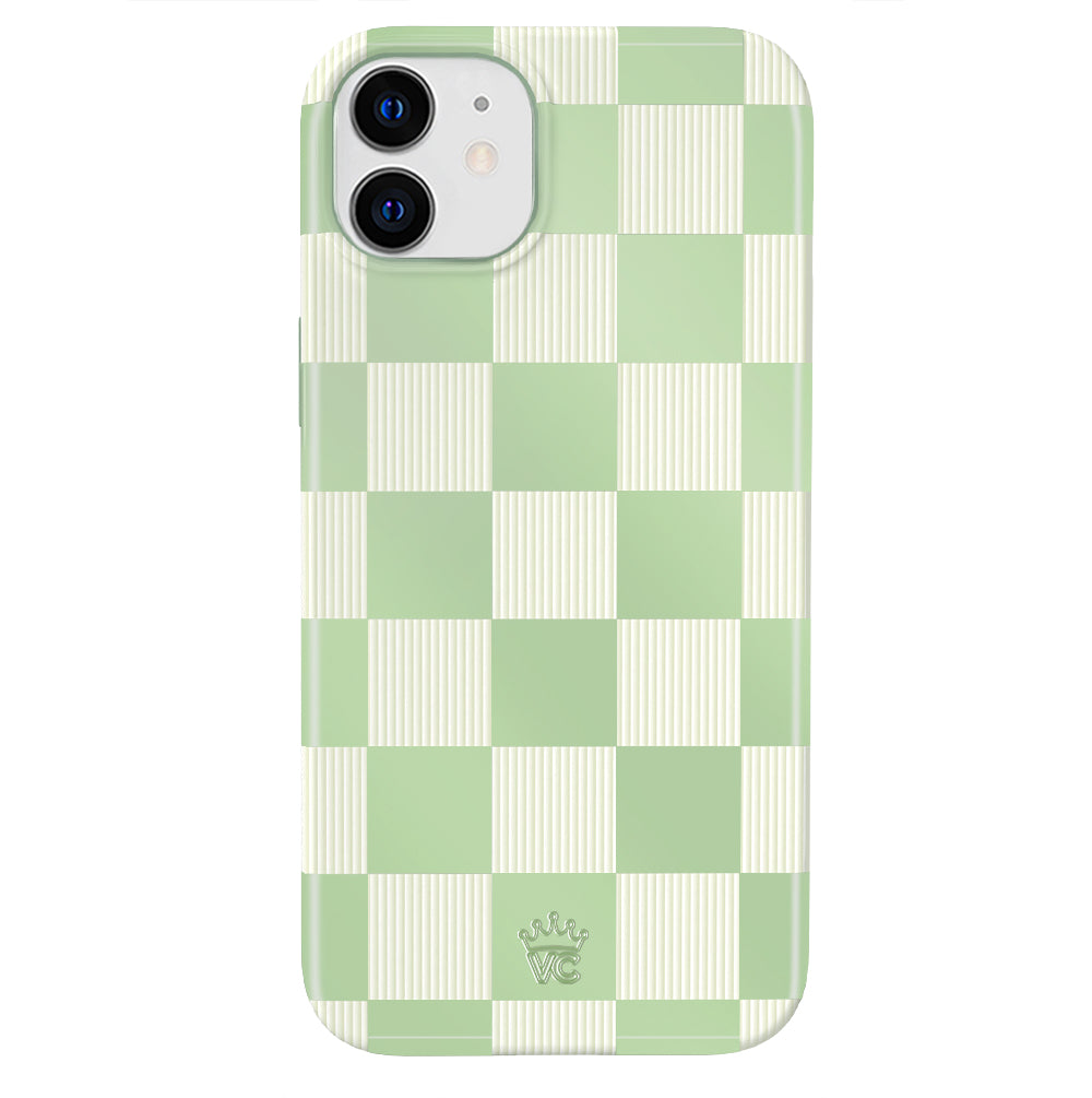 Trendy Pistachio Green Checkered iPhone Case - Stylish Protective Cover for iPhone 12/13/14/15 Pro Max - Perfect for Everyday Use, Travel & Fashion Accessories