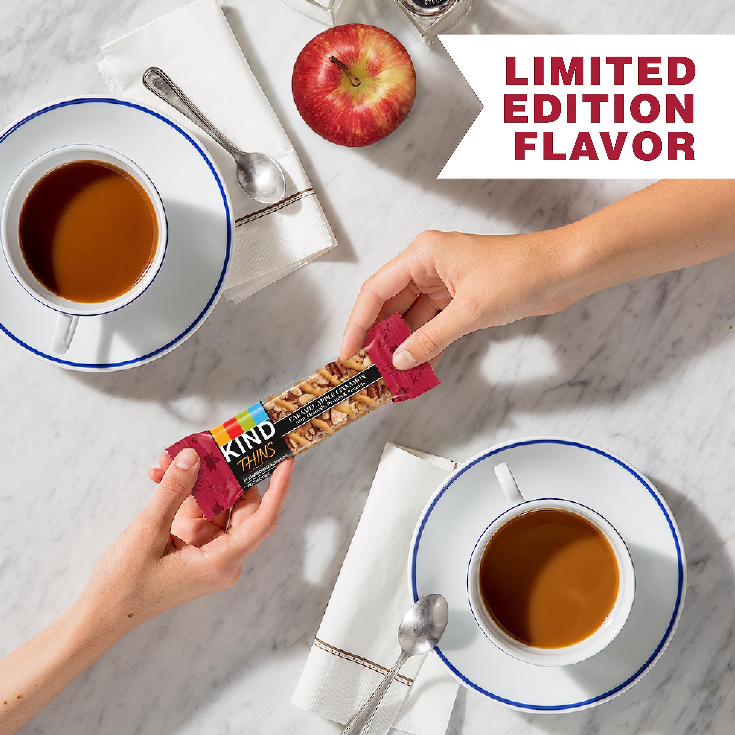 KIND THINS Caramel Apple Cinnamon Snack Bars with Almonds, Pecans & Peanuts - Gluten Free, 100 Calorie Healthy Snacks - 10 Bars Pack - Perfect for On-the-Go, Office & School Lunch