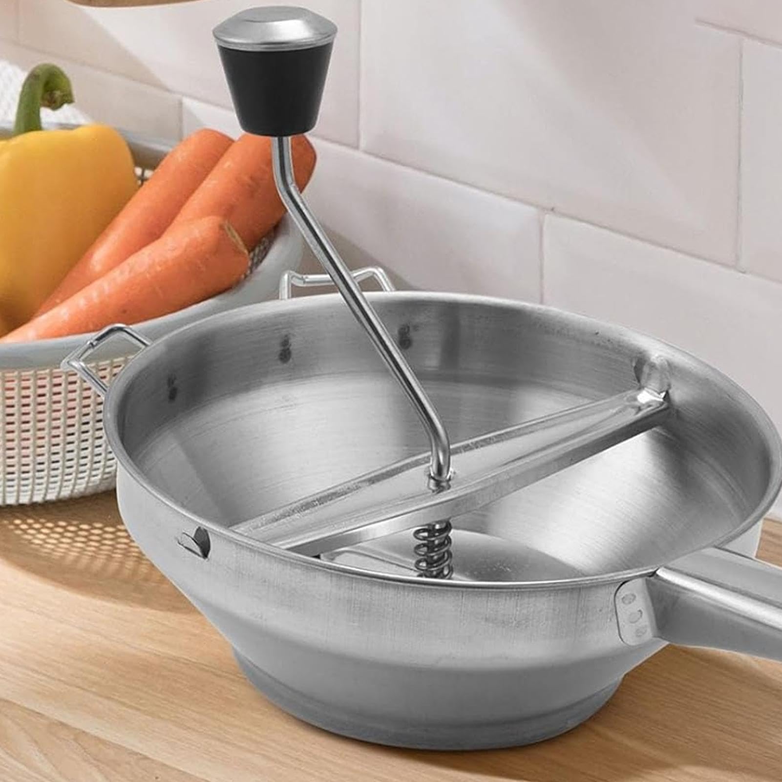 Premium Stainless Steel Food Mill with 3 Interchangeable Discs - Manual Hand Crank for Tomato Sauce, Apple Puree, Mashed Potatoes, Jams & Baby Food - Perfect for Home Canning, Cooking & Meal Prep