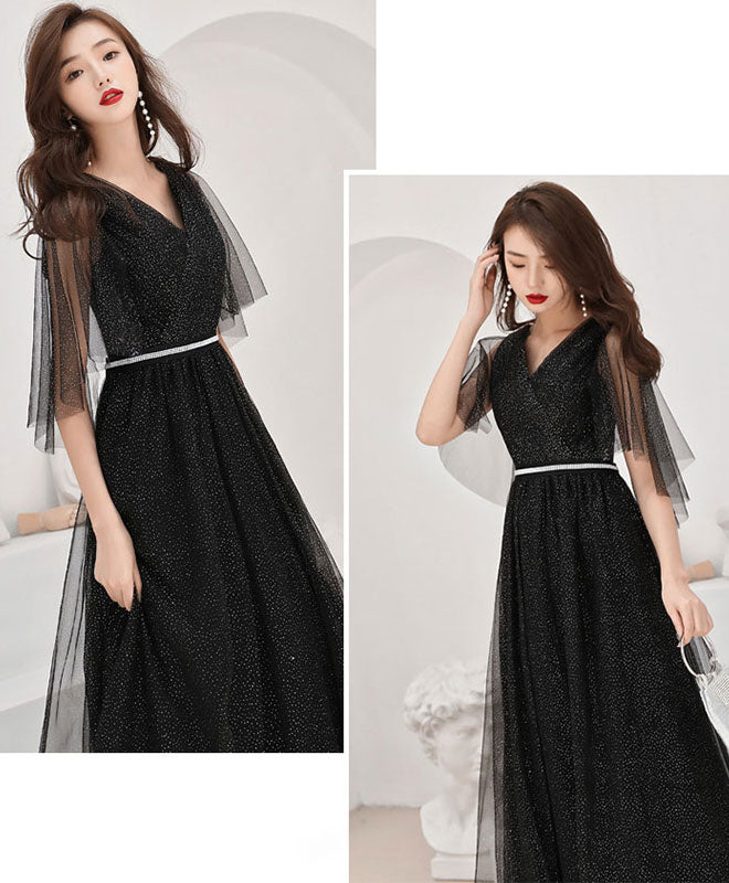 Elegant Black Tulle Long Prom Dress & Evening Gown - Perfect for Formal Dances, Galas, and Special Occasions