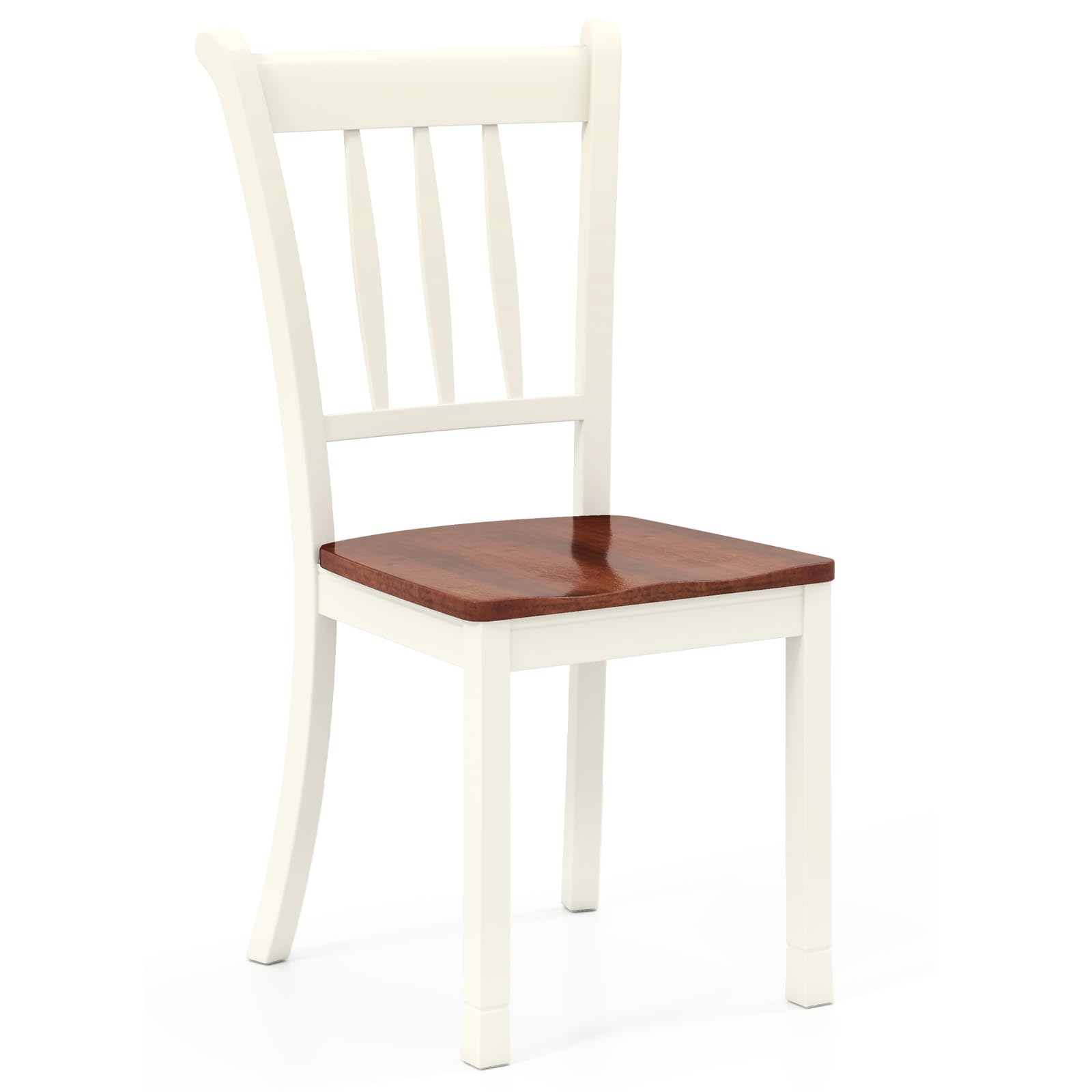 Solid Wood Dining Chairs Set of 4 - Armless Kitchen Chairs with Curved Slat Back, Farmhouse Style Wooden Chairs for Dining Room & Kitchen (Ivory White) - Perfect for Farmhouse Decor, Small Spaces & Family Gatherings