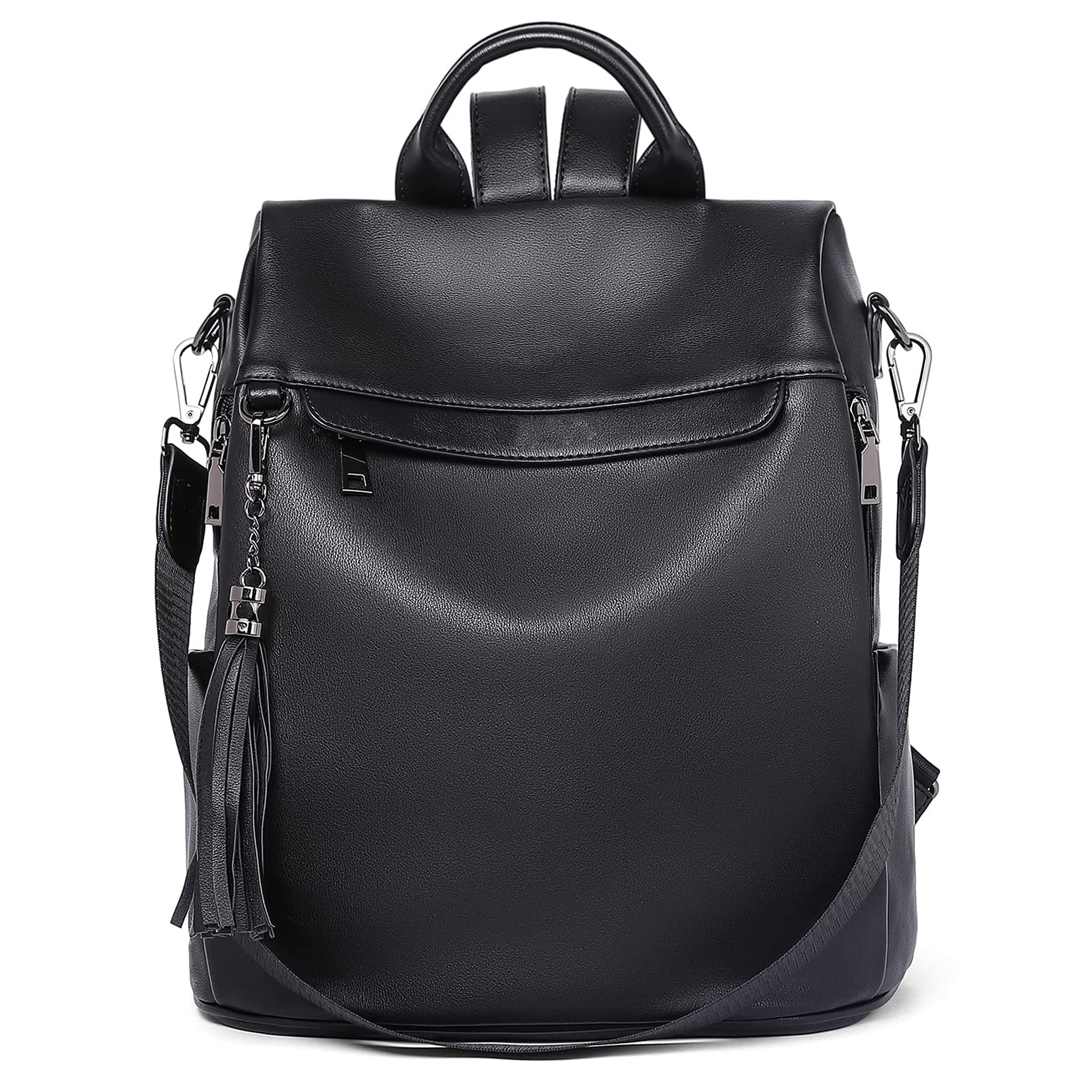 Telena Women's Convertible Travel Backpack Purse - Stylish Shoulder Bag & Backpack 2-in-1, Lightweight Durable Black Handbag for Work, Commute & Weekend Getaways