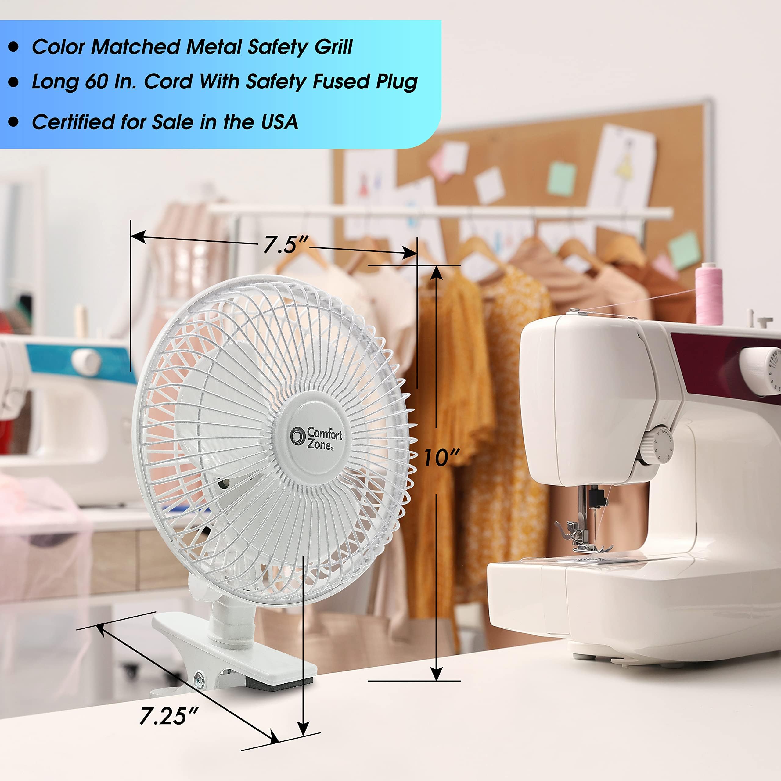 6 Inch Portable Clip on Fan - Adjustable Tilt, Quiet 2-Speed Electric Mini Desk Fan for Home, Office, Dorm | 6.53 ft/sec Airflow | Perfect for Bedroom Cooling, Workspace Ventilation & Personal Air Circulation