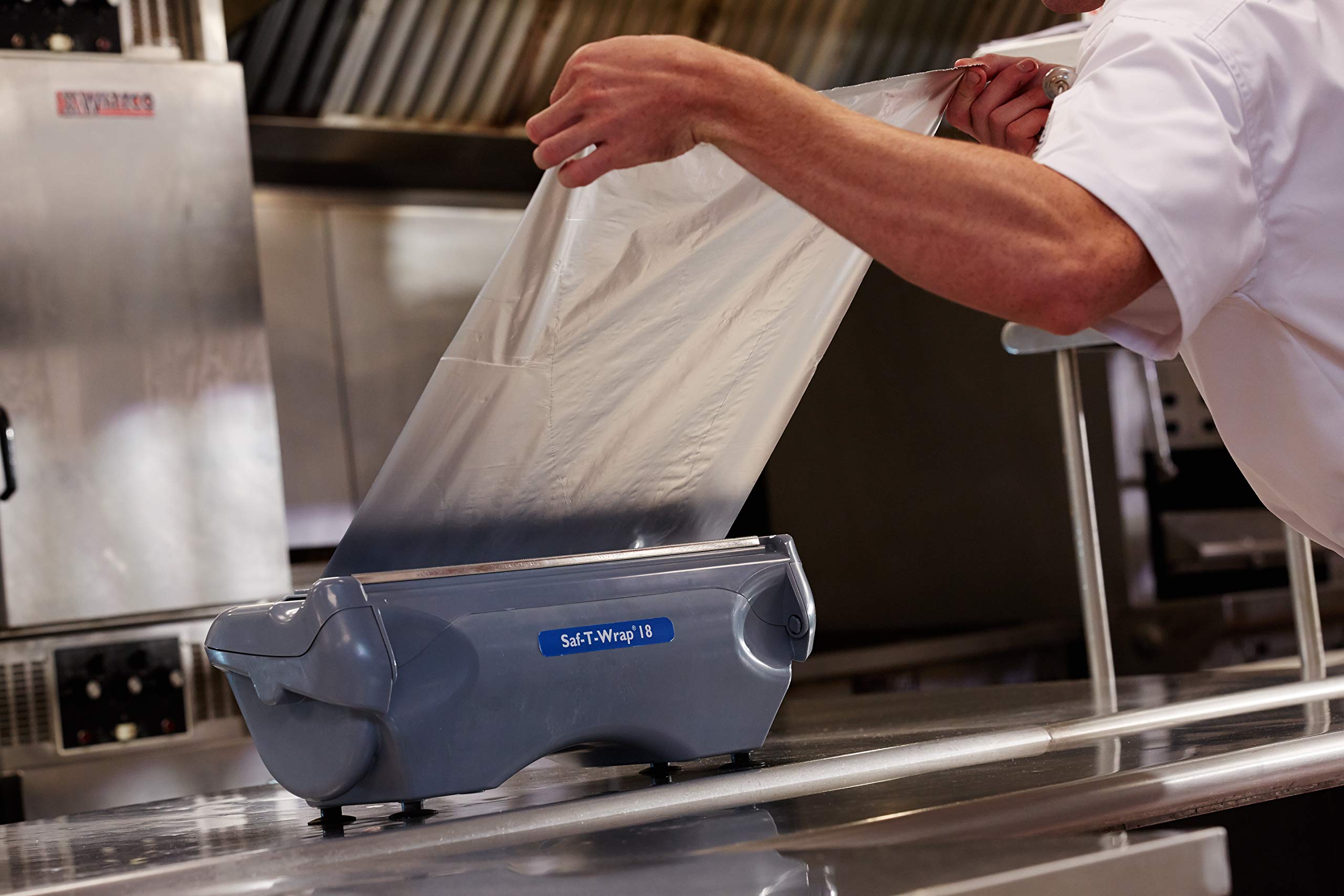 San Jamar Saf-T-Wrap 18-Inch Commercial Plastic Wrap & Foil Dispenser - Heavy Duty for Restaurants, Bakeries & Kitchens - Gray Plastic - Perfect for Food Prep, Storage & Catering Services