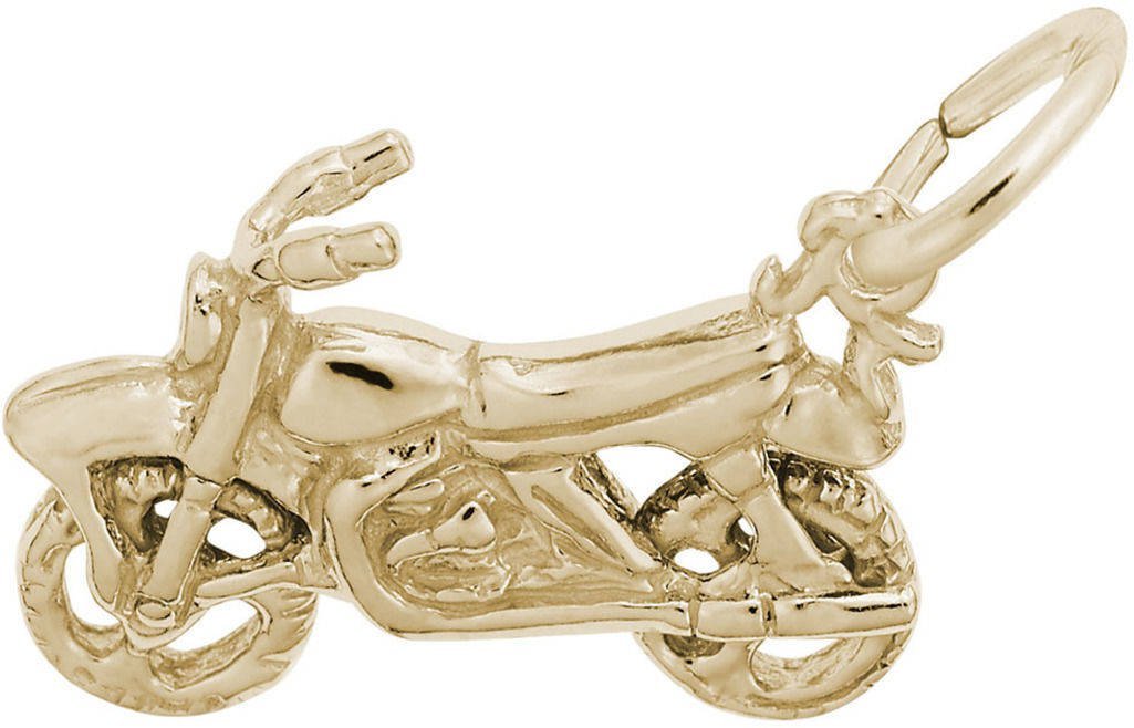 Rembrandt Dirt Bike Charm Pendant - 14K Gold Plated Sterling Silver Jewelry for Motorcycle Enthusiasts - Perfect for Necklaces, Bracelets & Gifts