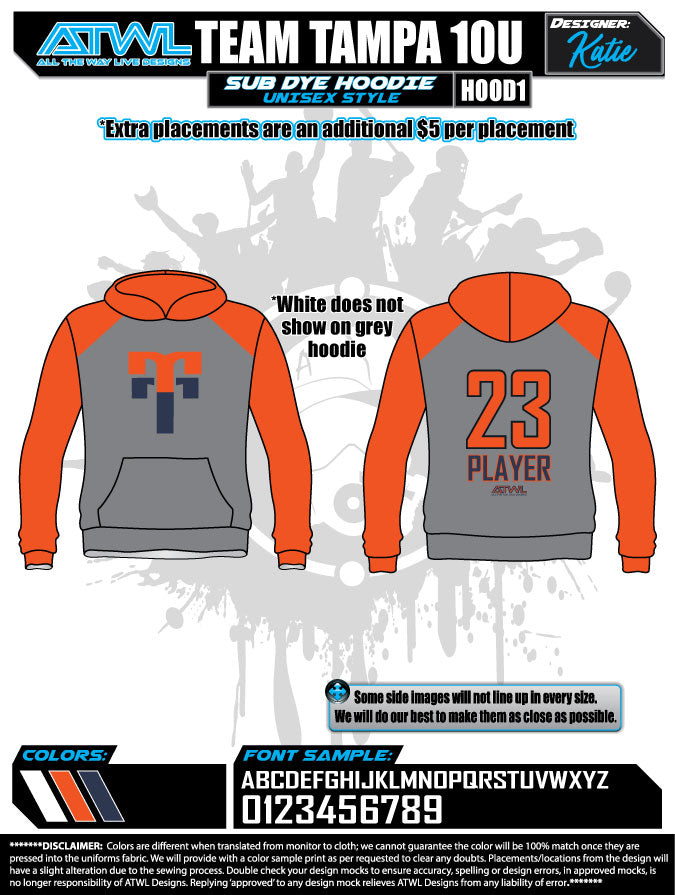 Team Tampa Sublimation Hoodies - Custom Dye Hooded Sweatshirt for Sports Fans & Team Spirit | Perfect for Gameday, Casual Wear & Fan Gear