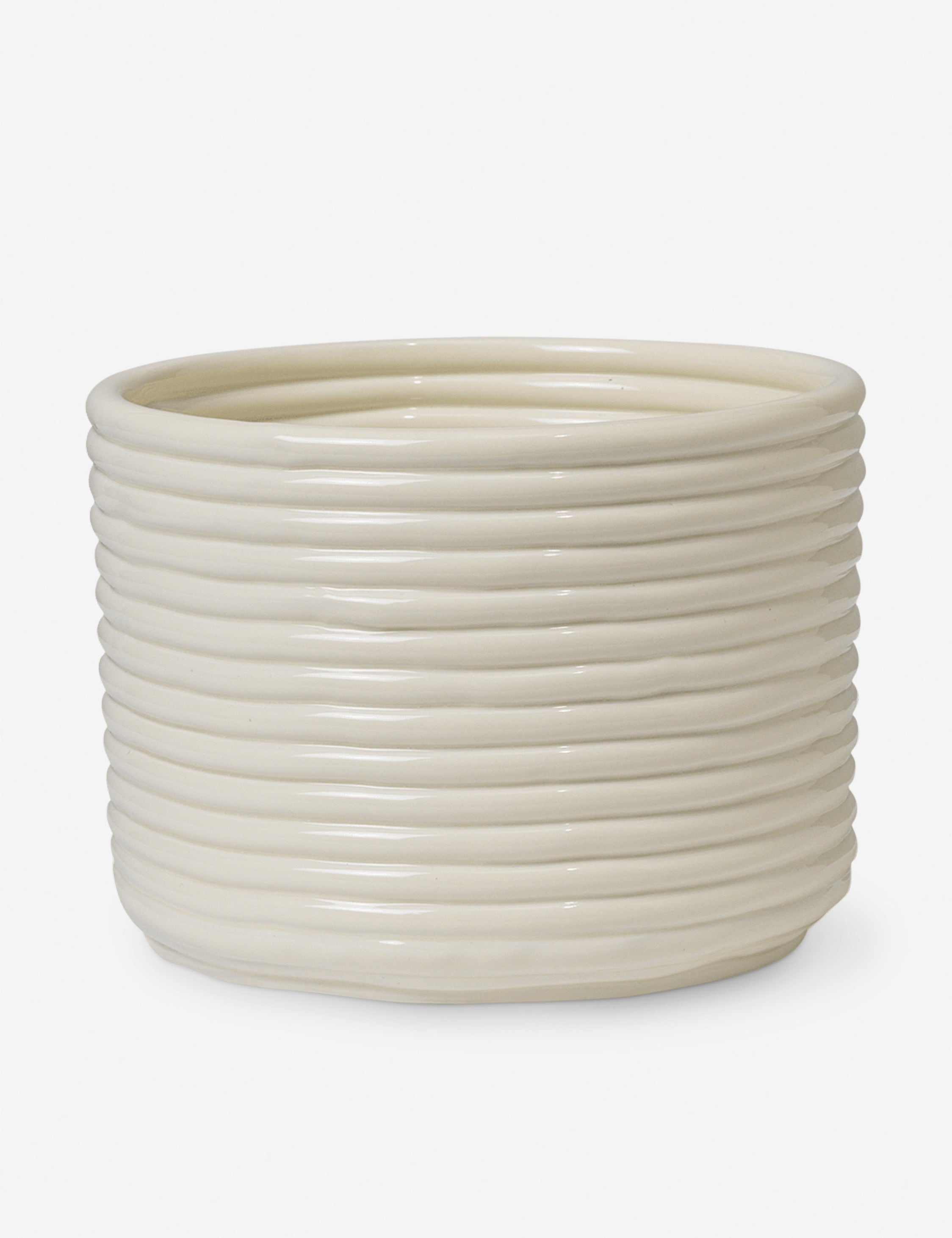 Ferm Living Corduroy Pot - Stylish Ceramic Planter for Indoor Plants, Home & Office Decor - Perfect for Succulents, Herbs & Small Flowers