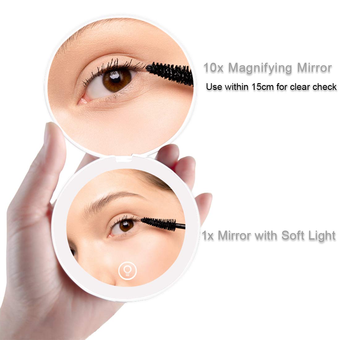 Compact LED Lighted Makeup Mirror - 1x/10x Magnification, Rechargeable & Dimmable 3.5 Inch Travel Mirror for Purse, Pocket or Handheld Use | Perfect for Home, Travel & On-the-Go Touch Ups
