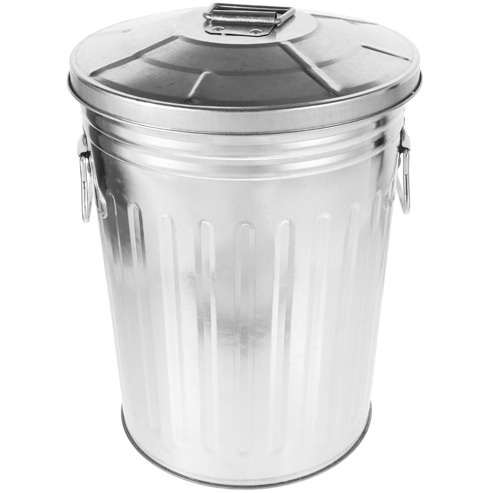 ABOOFAN 8L Galvanized Metal Trash Can with Lid - Round Vintage Waste Bin, Double Handle Garbage Bucket for Home, Office, Bathroom & Farm - Ideal for Waste Disposal, Composting & Flower Pot Decor