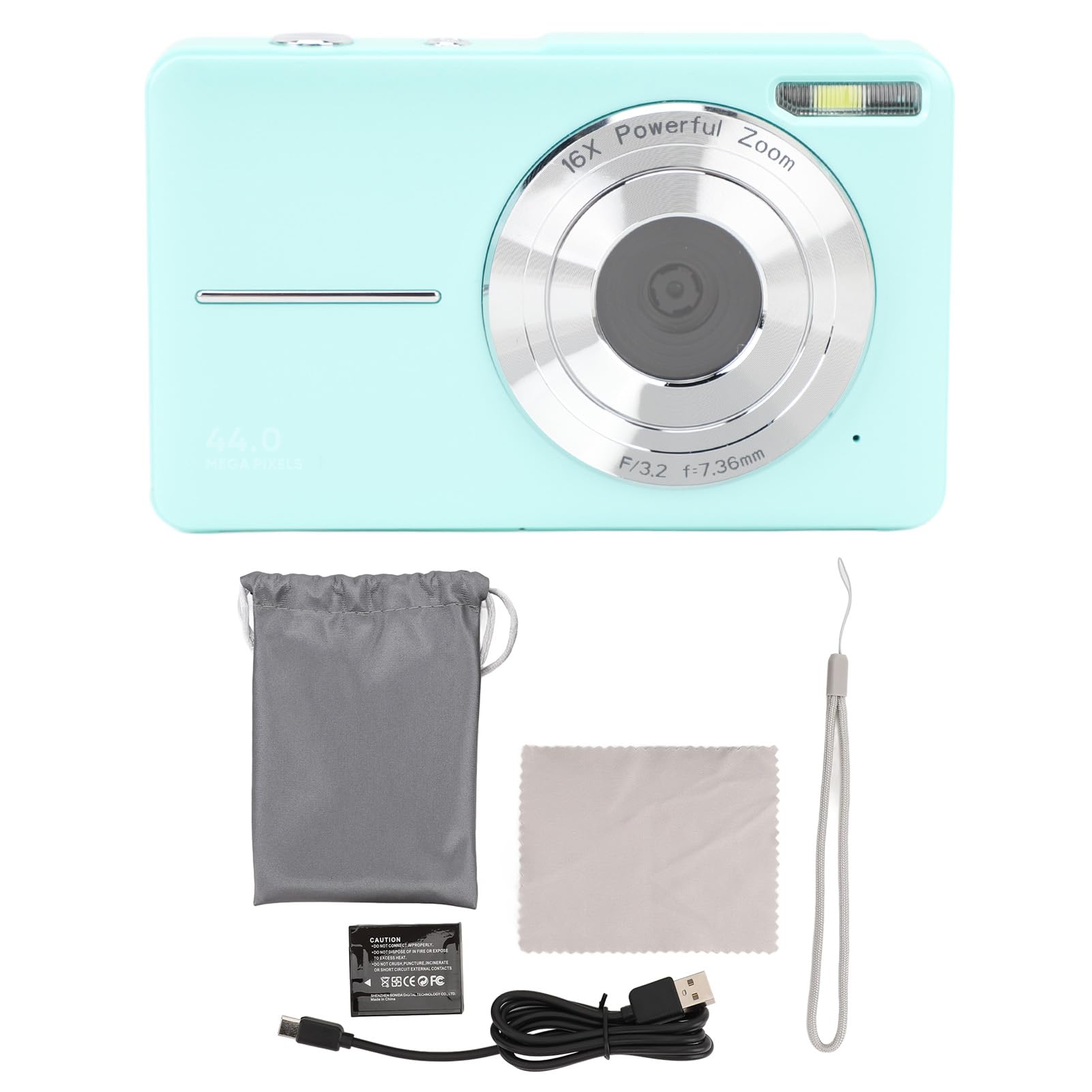 44MP Small Portable Digital Camera for Teens & Students - Compact, Lightweight, Green | Perfect for Travel, Vlogging, and Everyday Photography