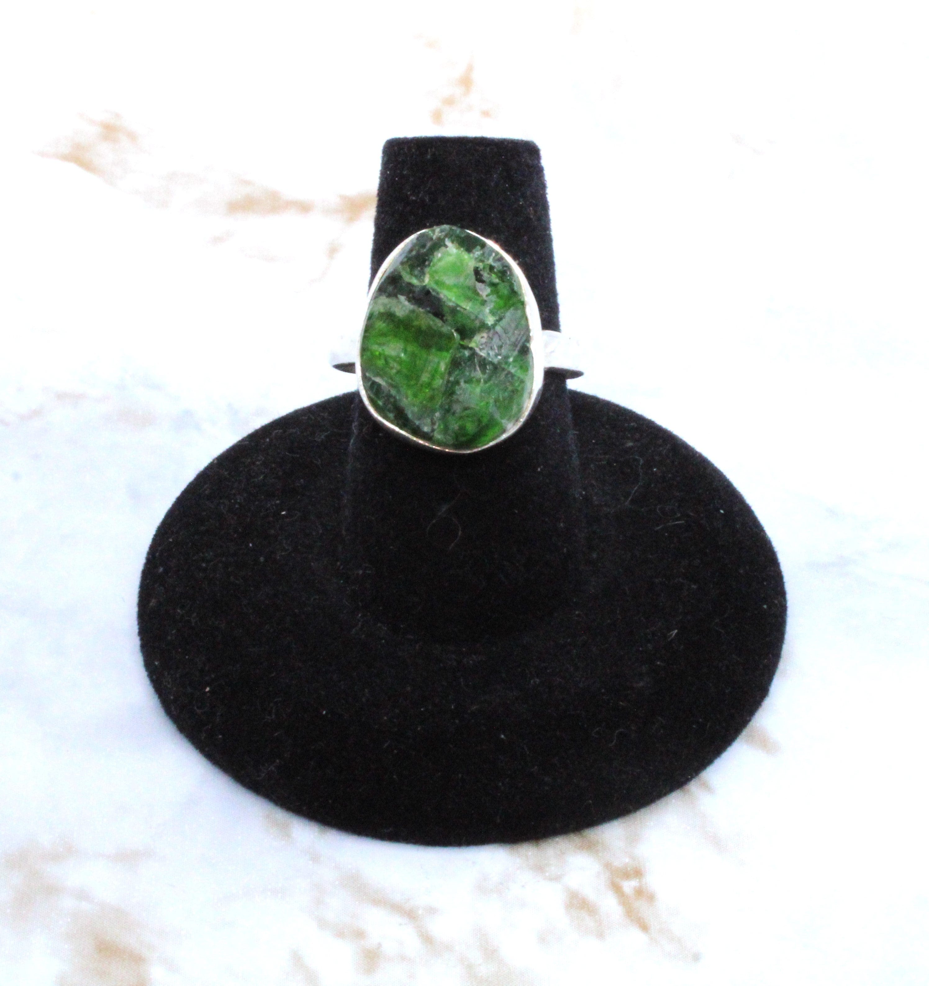Diopside Sterling Silver Ring - Size 7.75 - Elegant Green Gemstone Jewelry for Women - Perfect for Engagement, Anniversary & Special Occasions