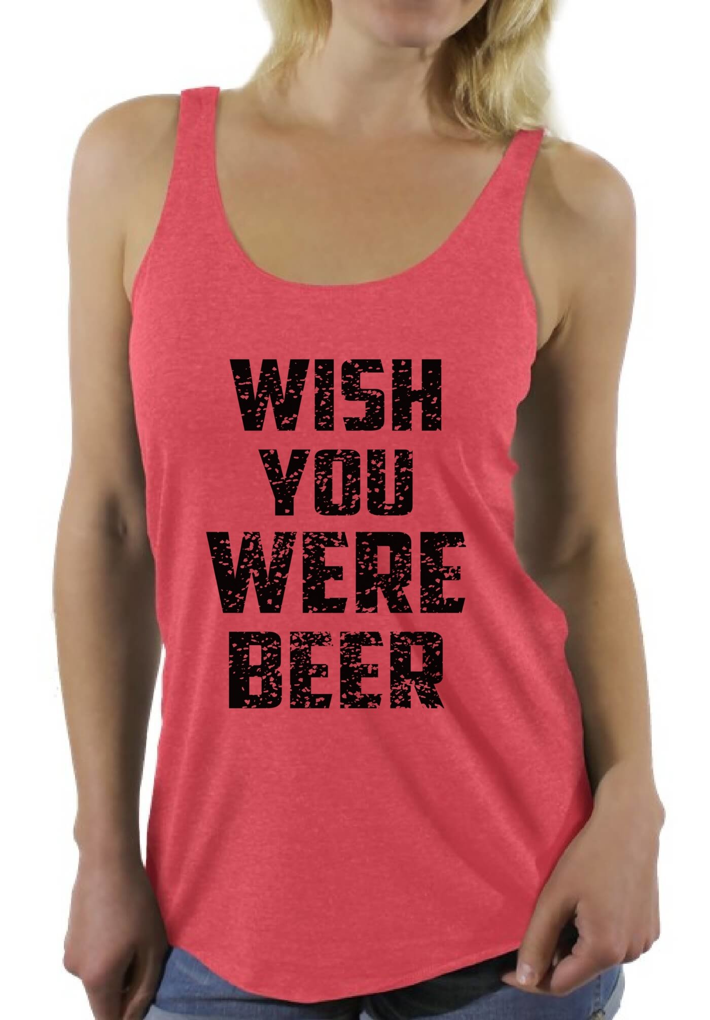 Awkwardstyles 'Wish You Were Beer' Funny Black Saying Racerback Tank Top for Women - Gym, Party & Casual Wear - Includes Free Bookmark Gift