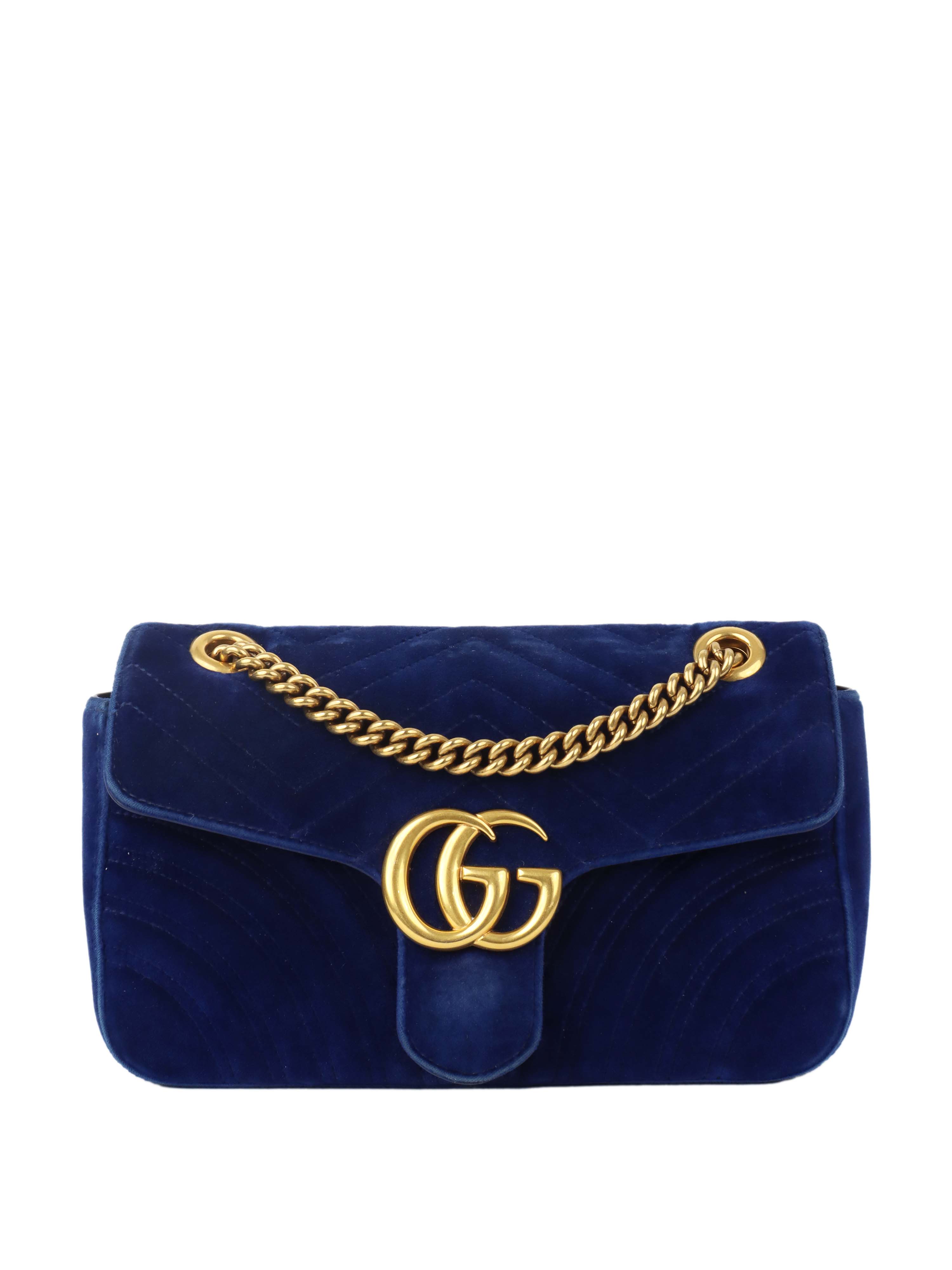 Gucci Blue Velvet Marmont Shoulder Bag for Women | Luxury Designer Handbag | Perfect for Evening Parties, Date Nights & Special Occasions