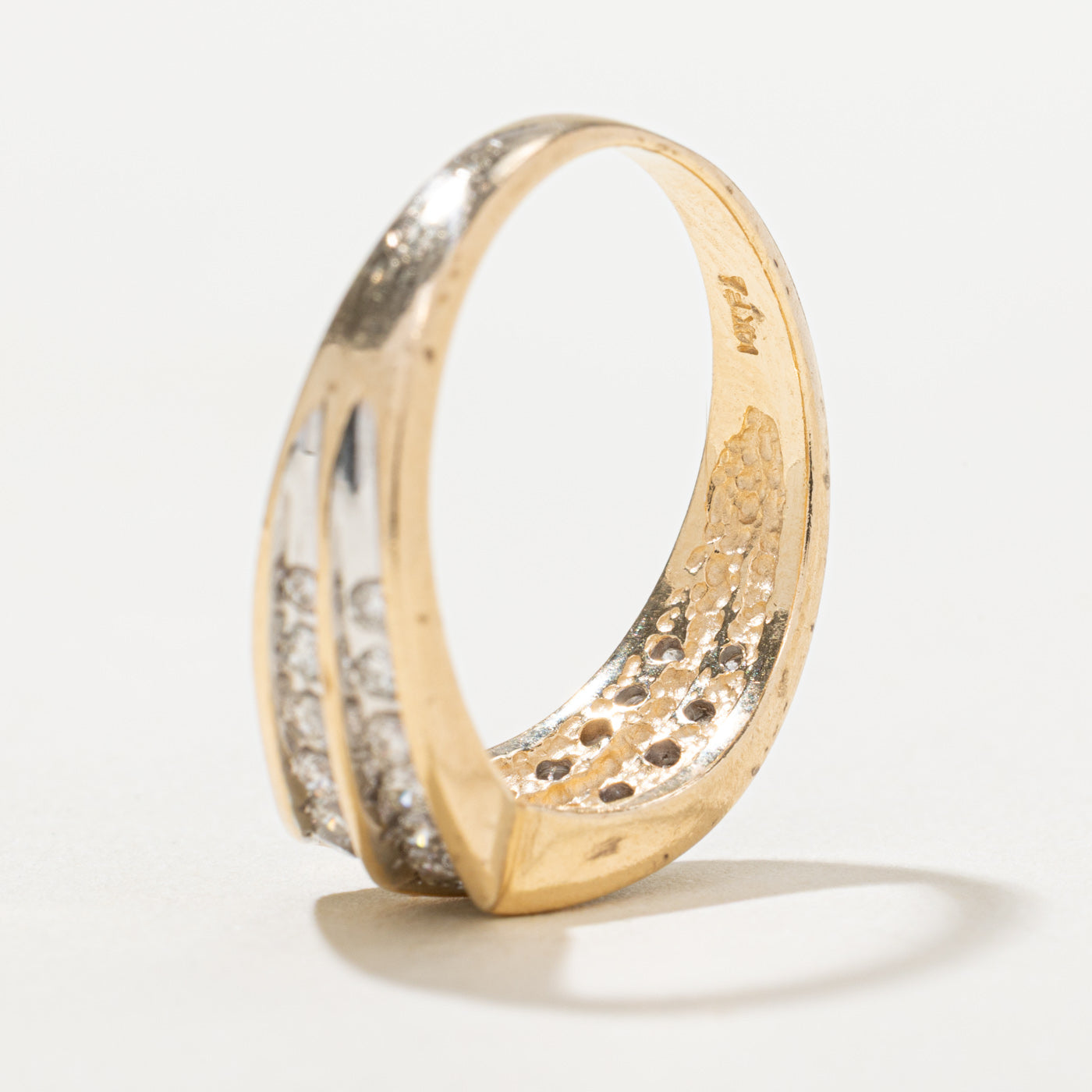 0.50ctw Diamond Double Row Chevron Ring - Size 6.75 | Elegant Wedding Band, Anniversary Gift & Everyday Jewelry for Women
