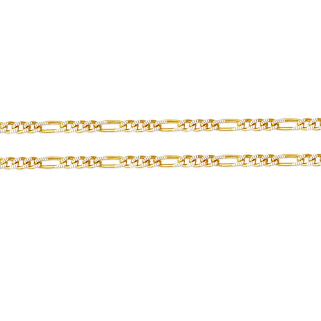 14K Gold Figaro White Pave Chain Necklace - Italian Crafted Durable Jewelry for Women & Men - 1.8mm to 9.6mm Wide, 16