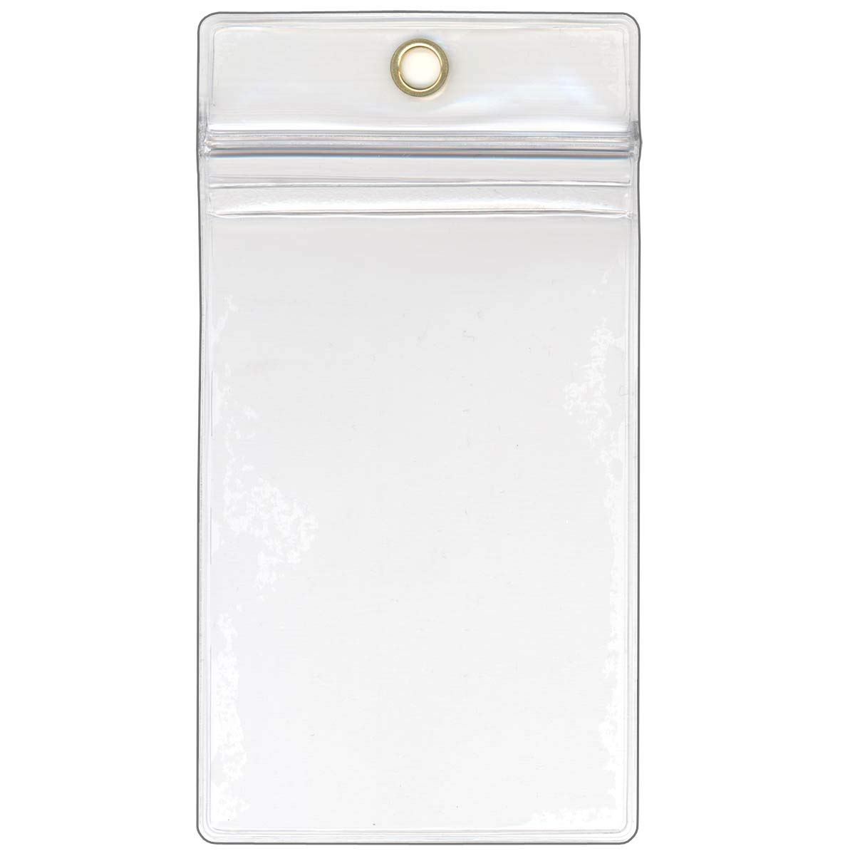 StoreSMART - 100 Pack Clear Plastic ID Badge Holders with Zipper & Metal Grommet - Vertical Open Design (R3578ZIPS-100) - Perfect for Conferences, Events, and Workplace Identification