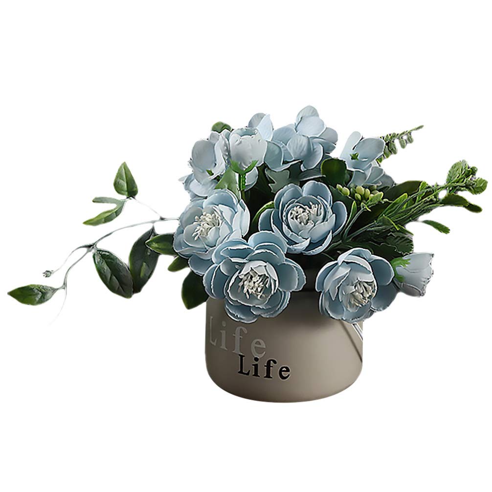 BESPORTBLE Artificial Hydrangea Ceramic Potted Plant - Realistic Fake Flower Home Decor for Living Room, Office, Wedding Centerpiece - 12