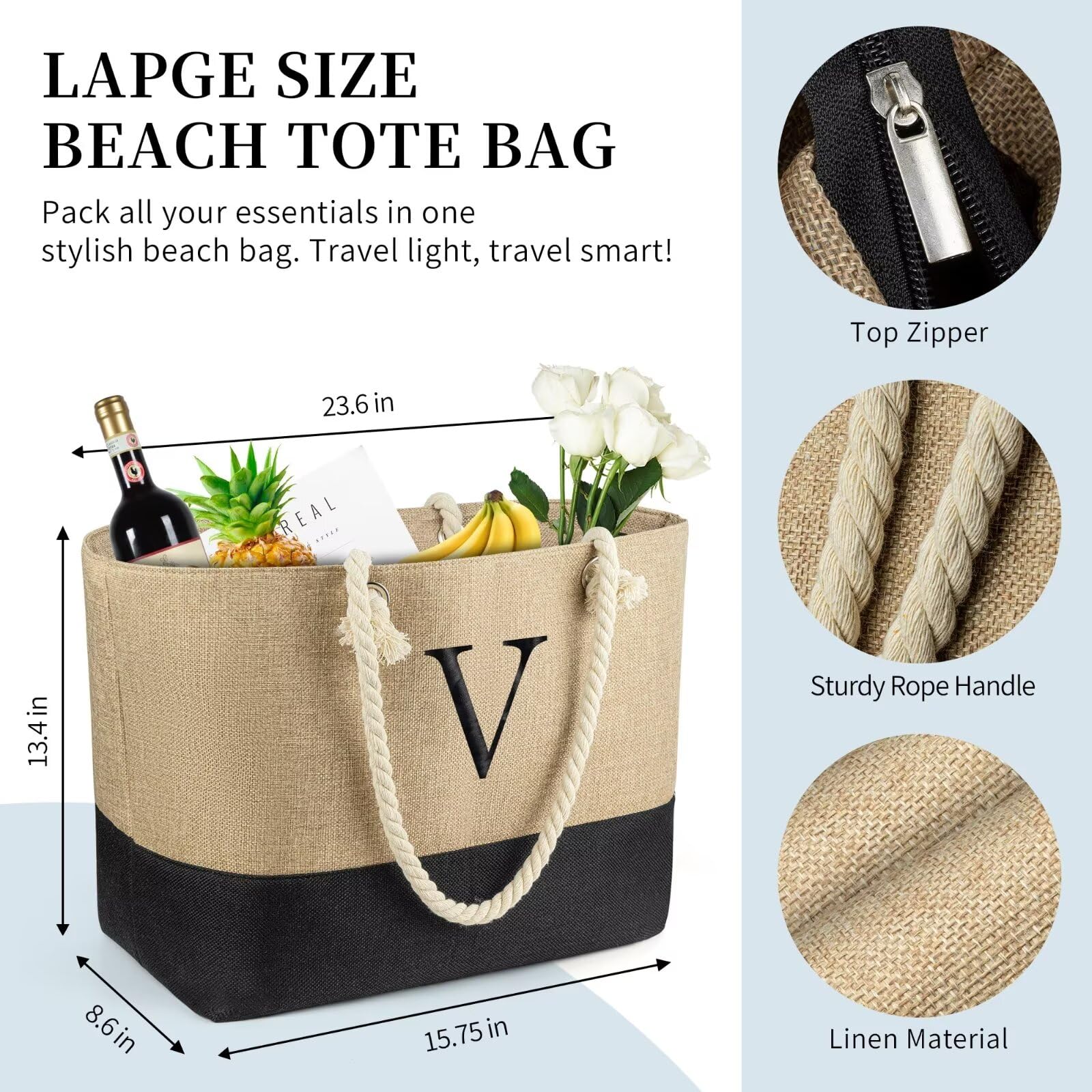 TOPEAST Christmas Gifts for Women - Stylish Beach Tote Bag with Matching Makeup Pouch | Perfect Travel Essential & Holiday Present for Mom, Wife, Best Friend | Great for Beach Vacations, Pool Parties & Summer Getaways